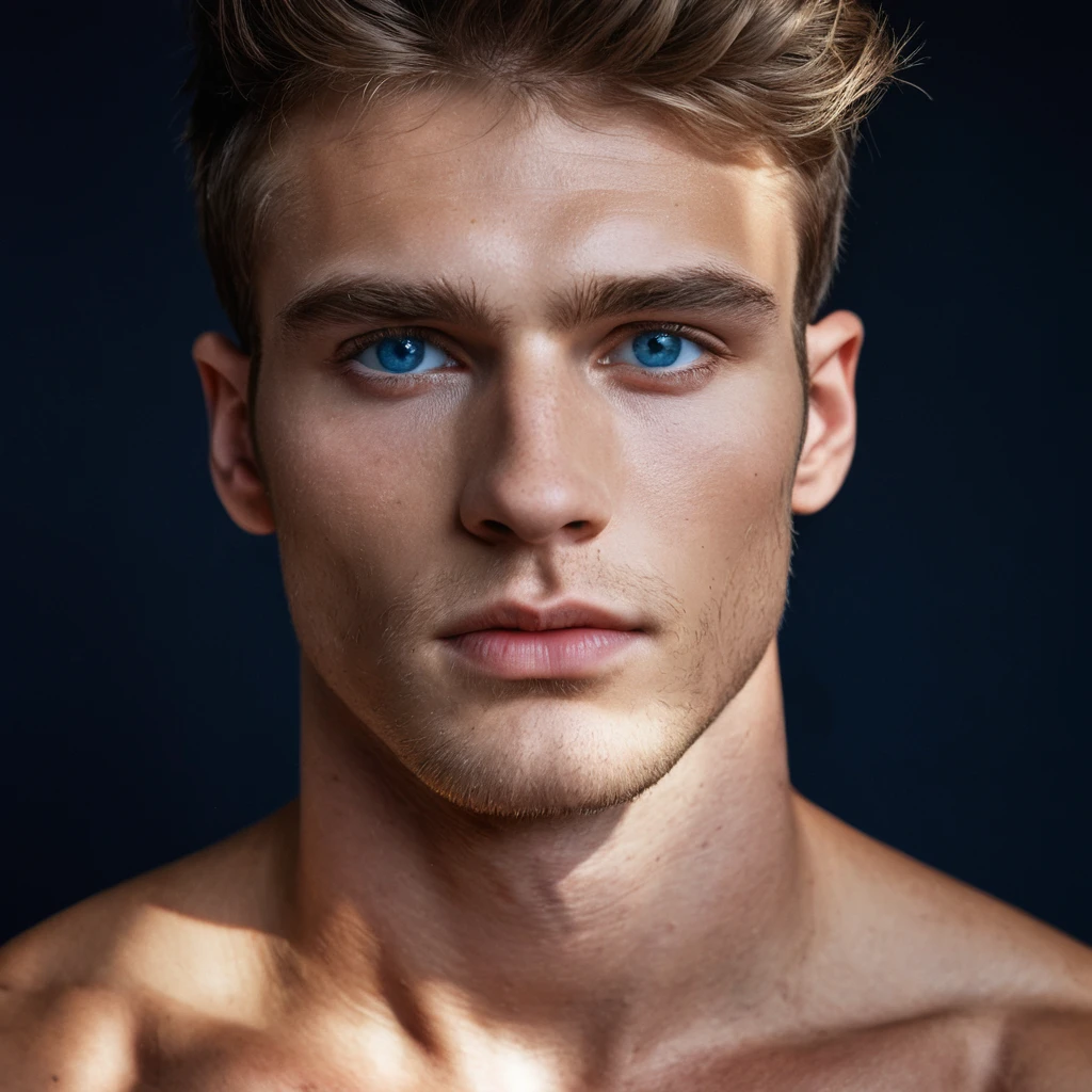 cinematic film still photo of a 25 yo male model, intense deep blue eyes, model look, fashion photoshoot, hyperdetailed photography, chiseled jawline