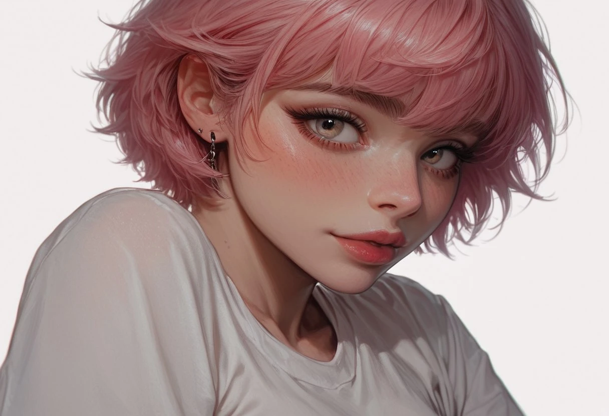 score_9_up, score_9, score_8_up, score_8, score_7_up, score_7, cinematic lighting, raw, high quality, 4k resolution, absurdres, masterpiece, dynamic lighting, high contrast, morimee_style, LEXI_GV,
1 trans-girl, 20 years old, (pink hair, short hair, punk hair, perfect body, perfect breasts, small soft breasts, fit, sexy, thin waist, wide hips, thigh gap, posing, cute face, (white t-shirt, powder blue trousers),
cowboy-shot, (side view:0.8),
(white background:1.2)