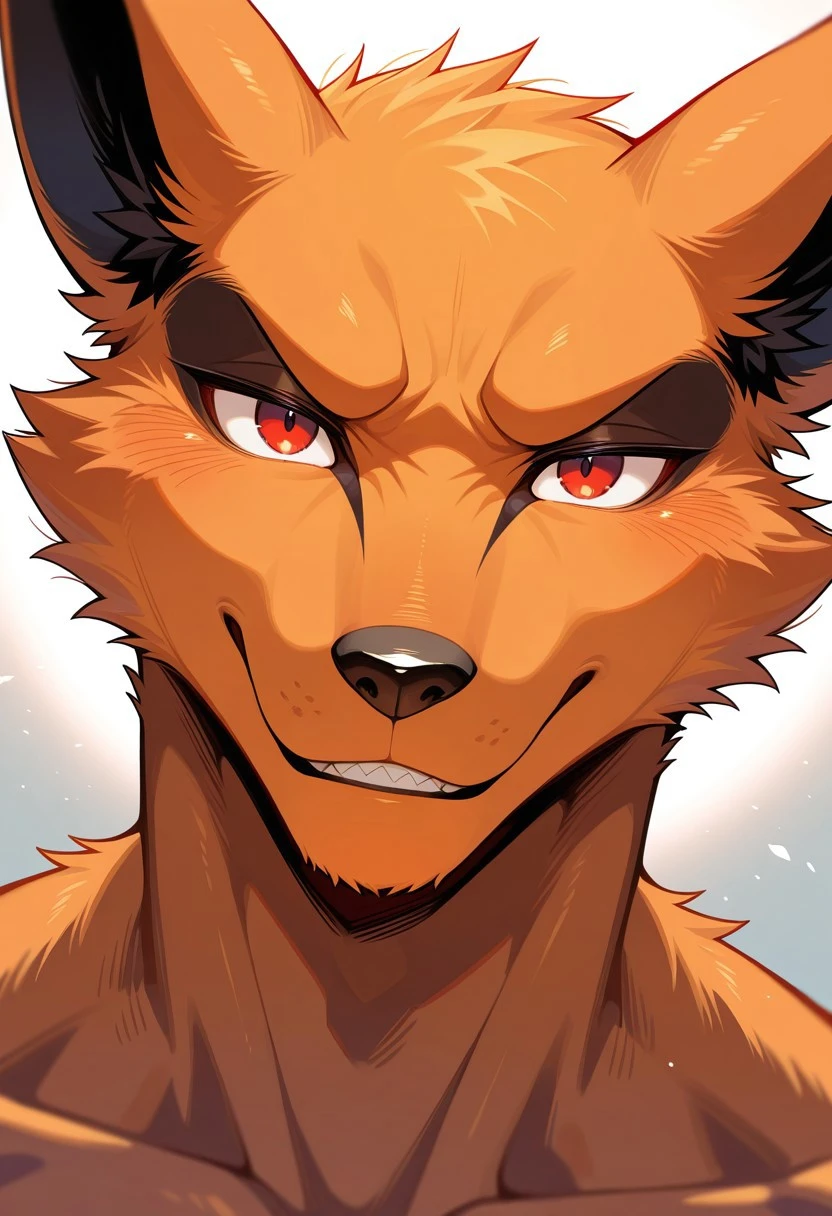 Safe_pos,masterpiece,best quality,amazing quality, 1boy,solo,anthro,face focus,Kur4m4,red eyes