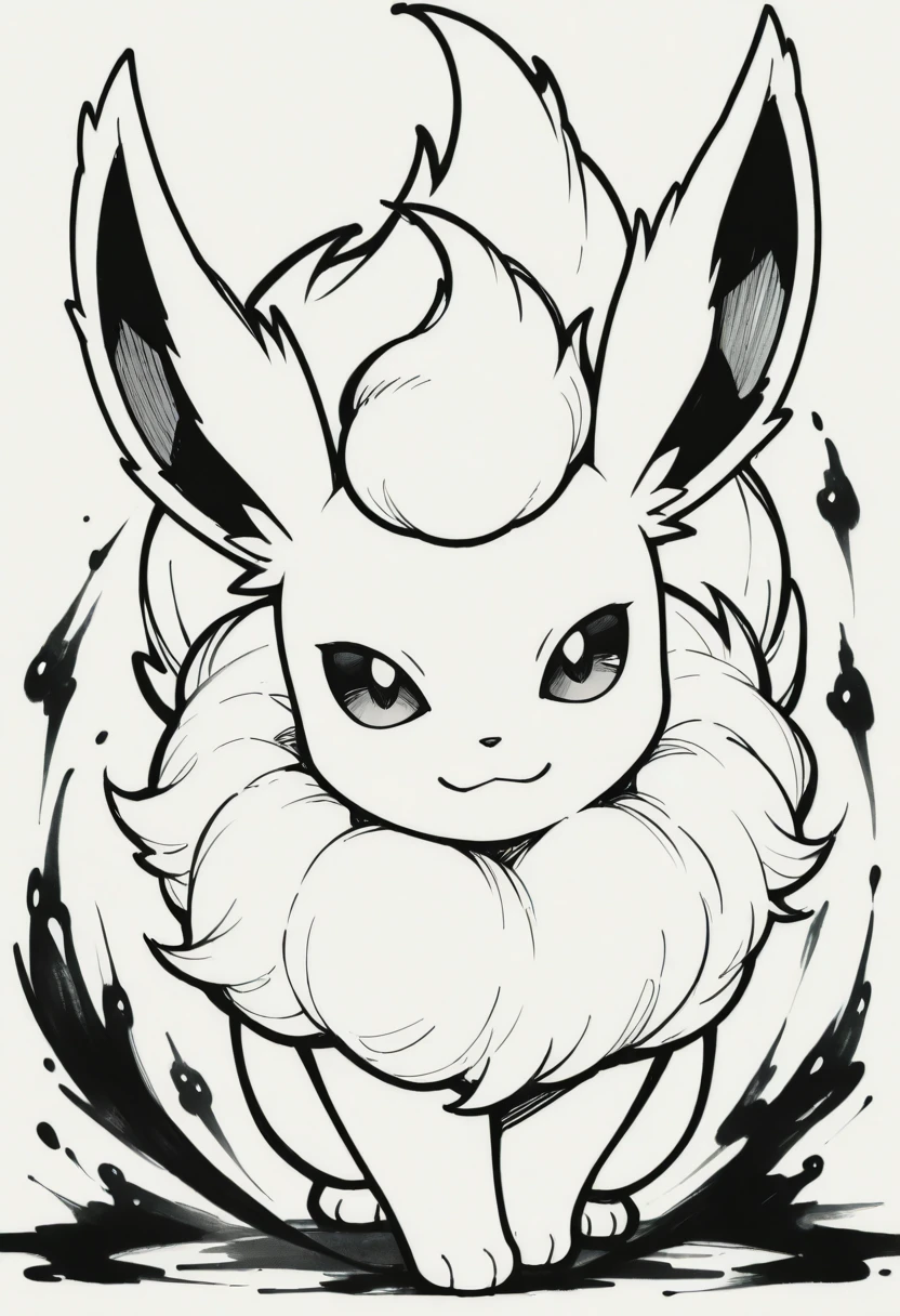 (masterpiece),(best quality),(ultra-detailed),very aesthetic,absurdres, newest,scenery, (monochrome:1.9), greyscale
 <lora:Ink_Blossom:1> inbls
portrait of flareon, looking at viewer, pokemon \(creature\), pokemon focus
fire background
(ink:1.3), gouache \(medium\), watercolor effect, (painterly:1.4)
(lineart:1.6), (thick lineart:1.7)
(sumi-e:1.5)
