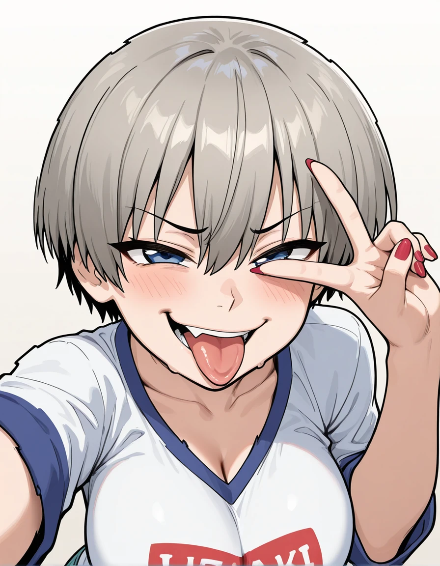 embedding:IllusMonPos, uzaki_hana, uzaki-chan_wa_asobitai!, 1girl, grey_hair, blue_eyes, embedding:TEMP\DabSelfieX2 ,