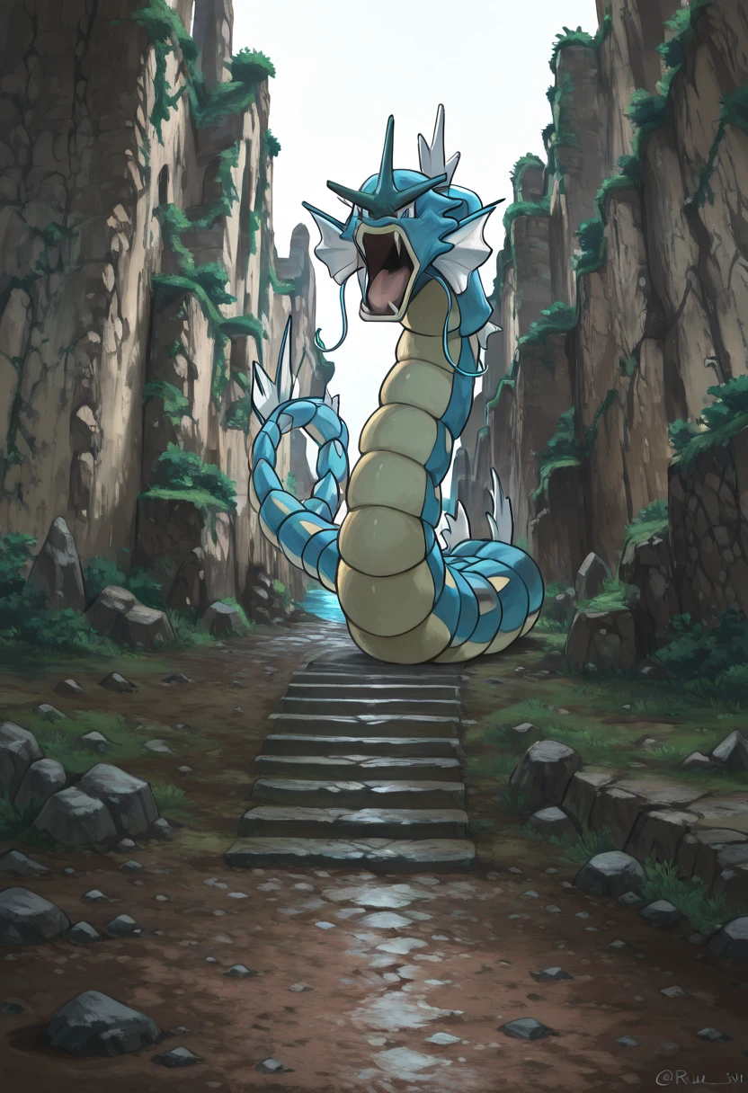 masterpiece, best quality, solo, zzGyarados, , <lora:GyaradosPokedex_IXL:1.0>, , solo, looking at viewer, ru1ns, scenery, <lora:RuinsIXL:0.7>,