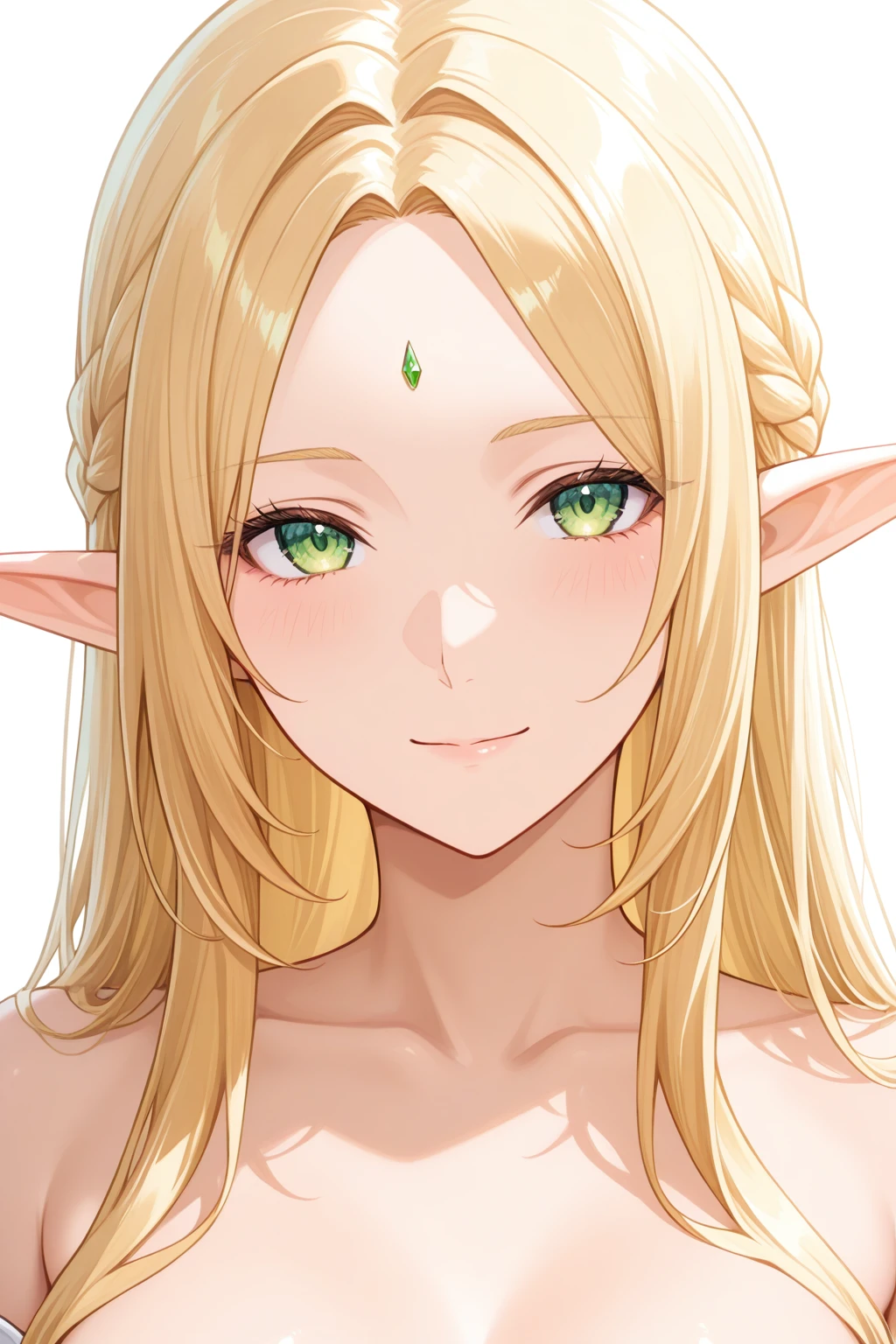 1girl,blonde_hair,elf,green_eyes,looking_at_viewer,lowres,mizu_zokusei_no_mahoutsukai,pointy_ears,sera_\(mizu_zokusei_no_mahoutsukai\),white_background