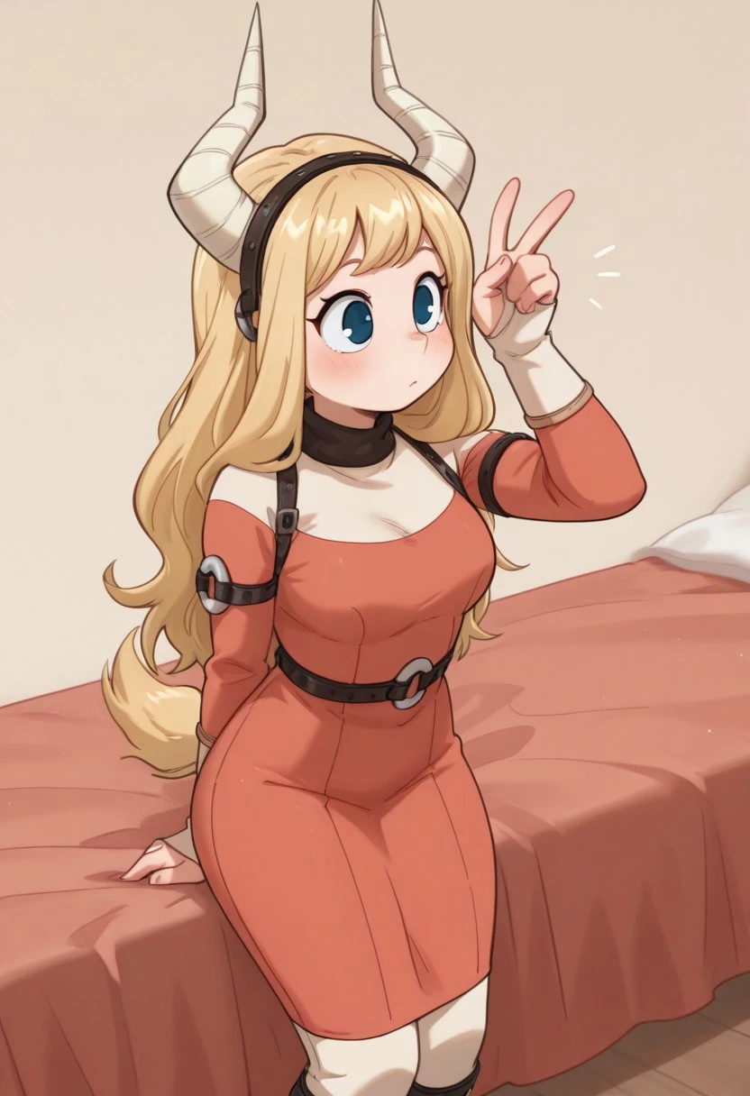 masterpiece, best quality, newest, absurdres, highres,tsunotoriponyILL, horse girl, hooves, 1girl, solo, blonde hair, long hair, blue eyes, tail, hairband