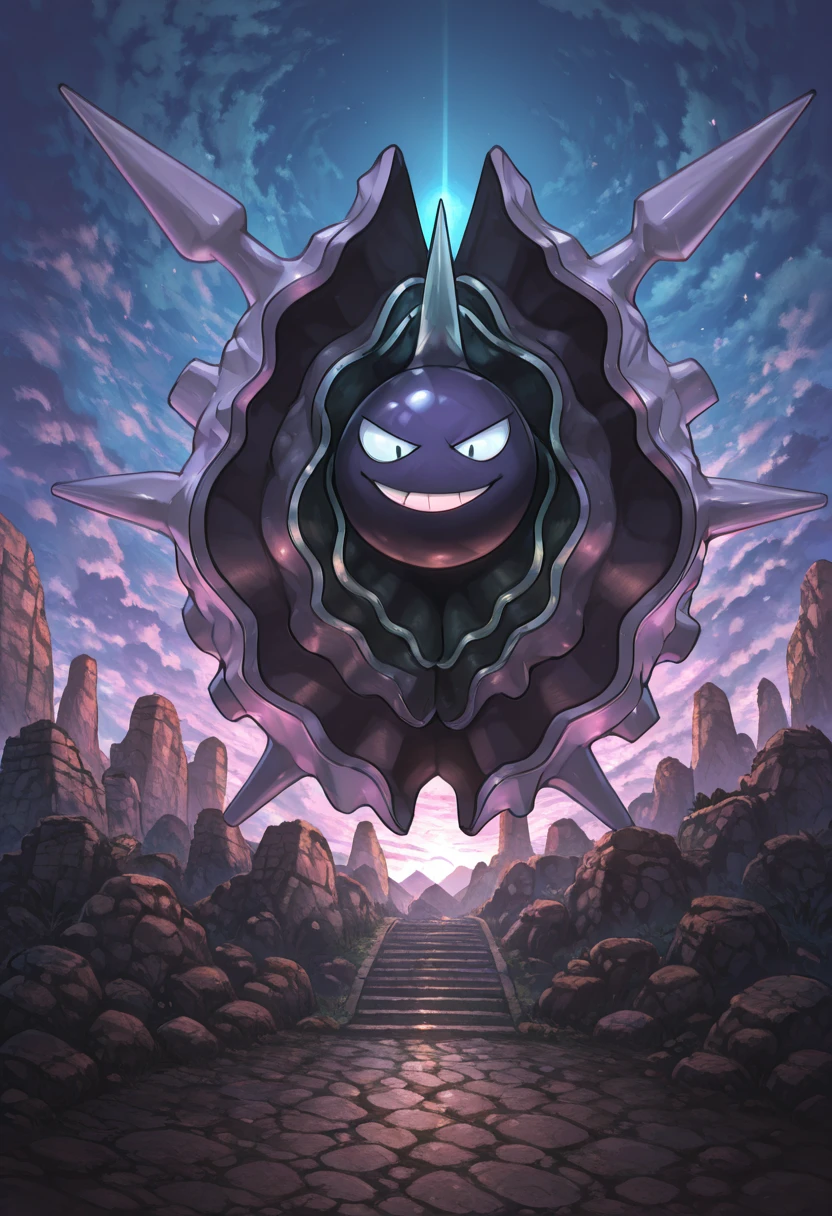 masterpiece, best quality, solo, zzCloyster, , <lora:CloysterPokedex_IXL:1.0>, , solo, looking at viewer, ru1ns, scenery, <lora:RuinsIXL:0.7>,