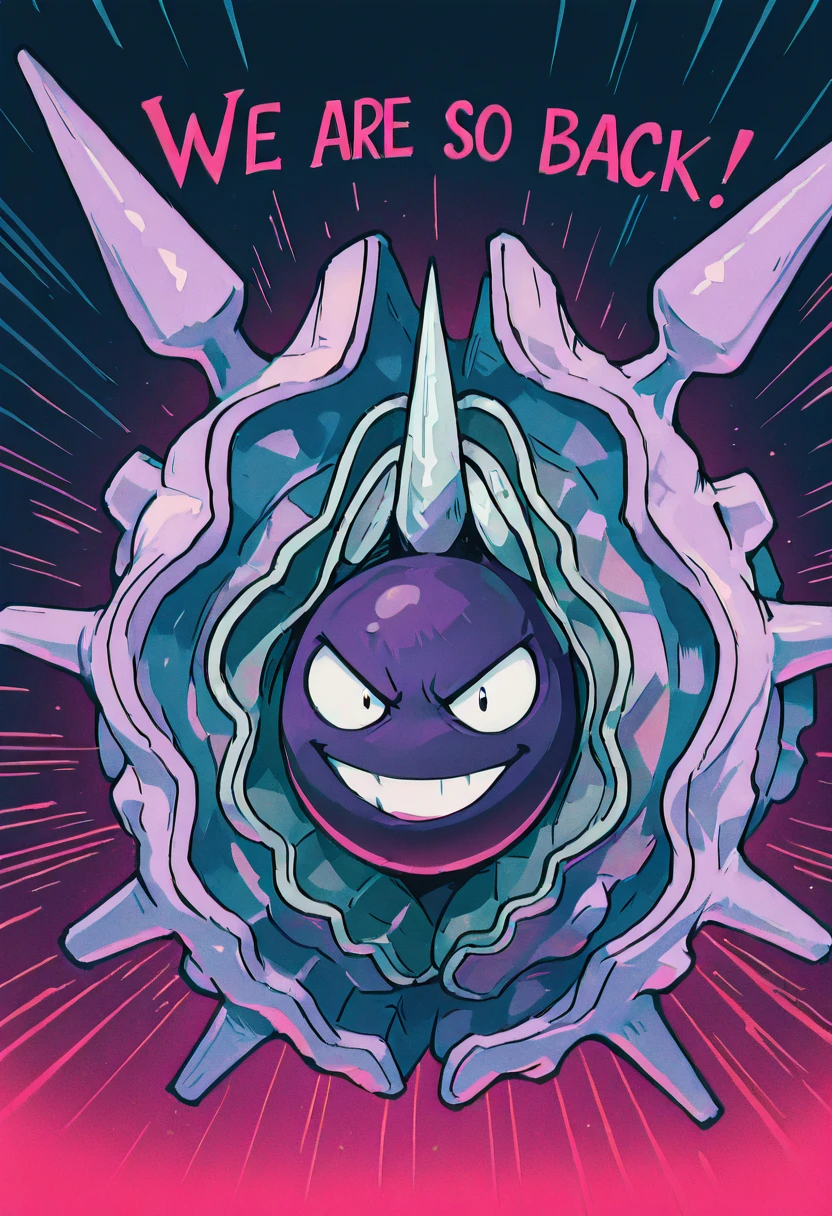 masterpiece, best quality, solo, zzCloyster, , <lora:CloysterPokedex_IXL:1.0>, , smile, looking at viewer, We4reSoB4ck, text, gradient background, ,<lora:We4reSoB4ck_IXL_v1:1.0>,