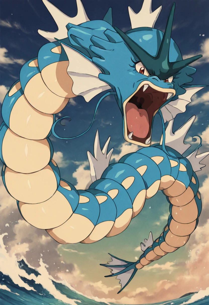 masterpiece, best quality, solo, zzGyarados, , <lora:GyaradosPokedex_IXL:1.0>, ,solo, looking at viewer, dynamic pose, retro artstyle, <lora:CuteRetroStyle_IXL_v1:1.0>,