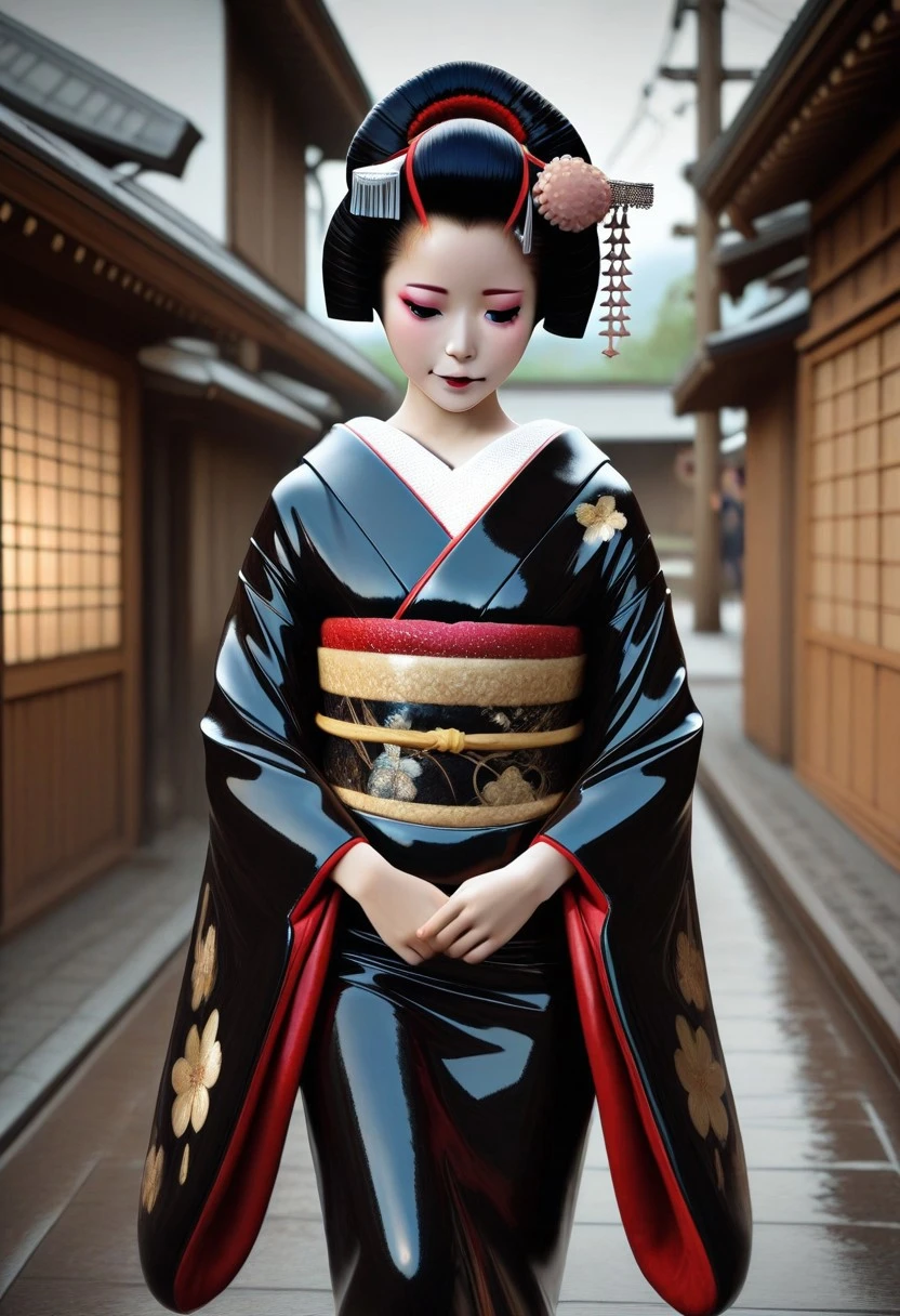 masterpiece,best quality,amazing quality, realistic, photo realistic, 3d, 1girl, japanese clothes, kimono, hair ornament, kanzashi, obi, sash, makeup,