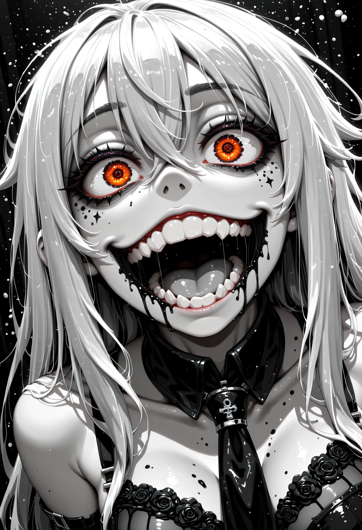 newtraumacore, masterpiece, best quality, dutch angle, figurativism On pale black paper, elegant and sensual portraits, highly detailed, ("Crazy, crazy, crazy:1.3) , Sacred and Unsightly, inside a Oppressive The Alhambra, charming characters, serene domestic scenes, Perspective, cinematic atmospheres, street art style, esoteric symbolism, Amusing, Dramatic spotlight, telephoto lens