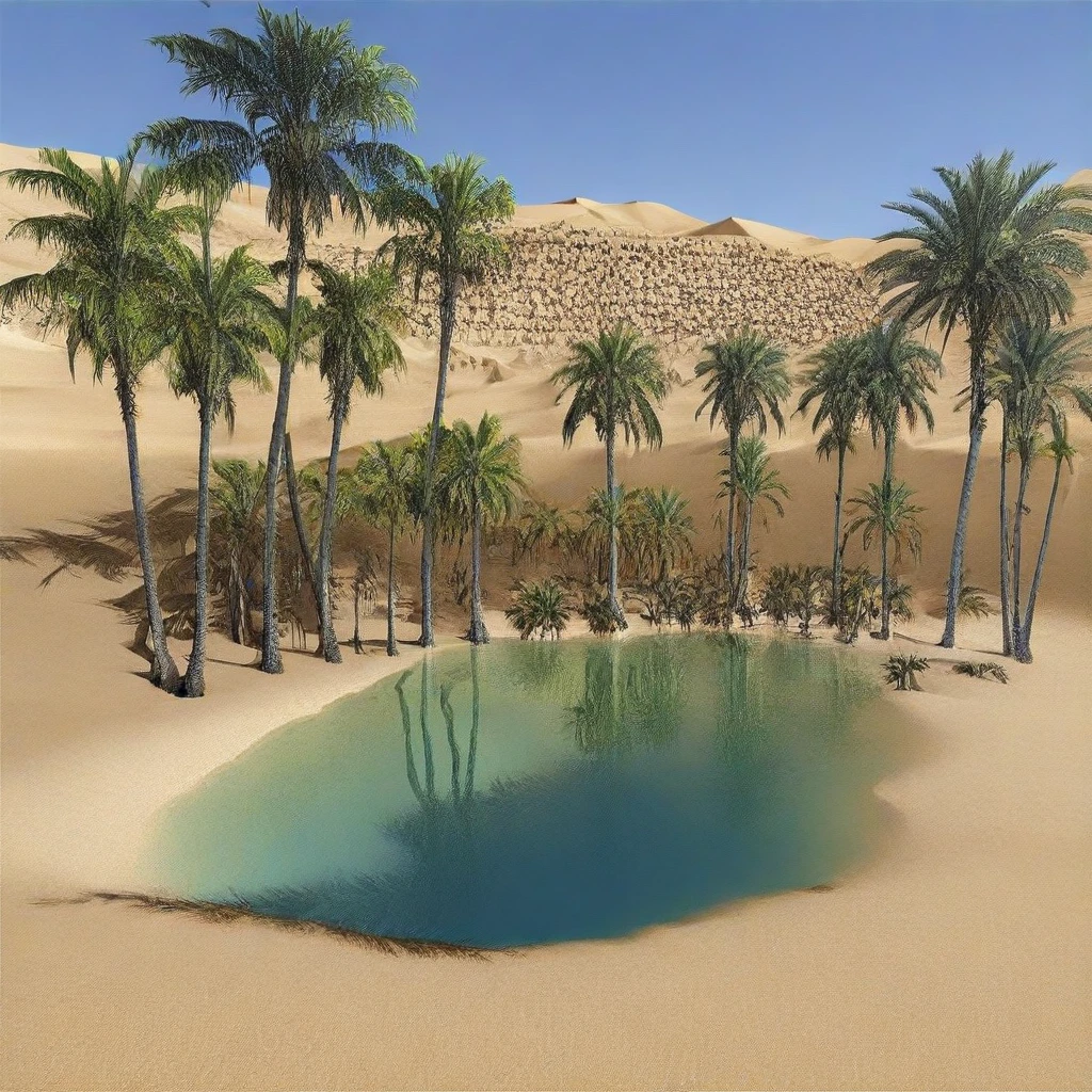 No Humans, Tree, Palm Tree, Sand, Outdoors, Scenery, Sky, Blue Sky, Oasis