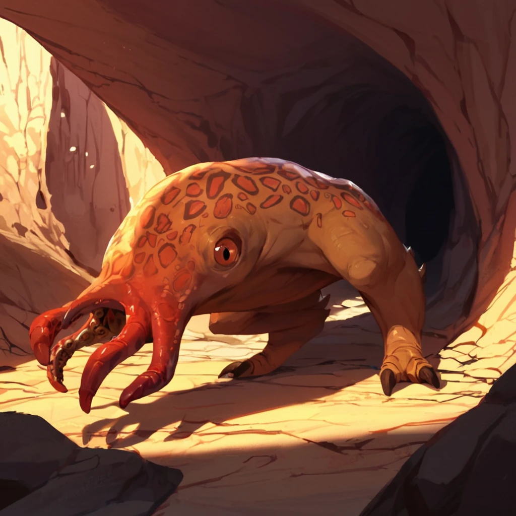 score_9, score_8_up, score_7_up, bullsquid, two limbs, face tentacles, tunnel