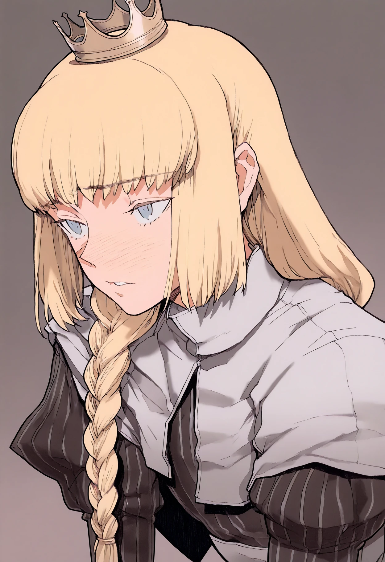 1boy, solo, braid, gloves, long hair, dress, armor, capelet,  single braid, crossdressing, trap, lord of trash, trap, otoko no ko, crossdressing, princess,  mini crown on top of the head, crown, close-up, lord of trash,
<lora:a-10_lord_of_trash_v2_030:1.5>, masterpiece, best quality, highres, absurdres