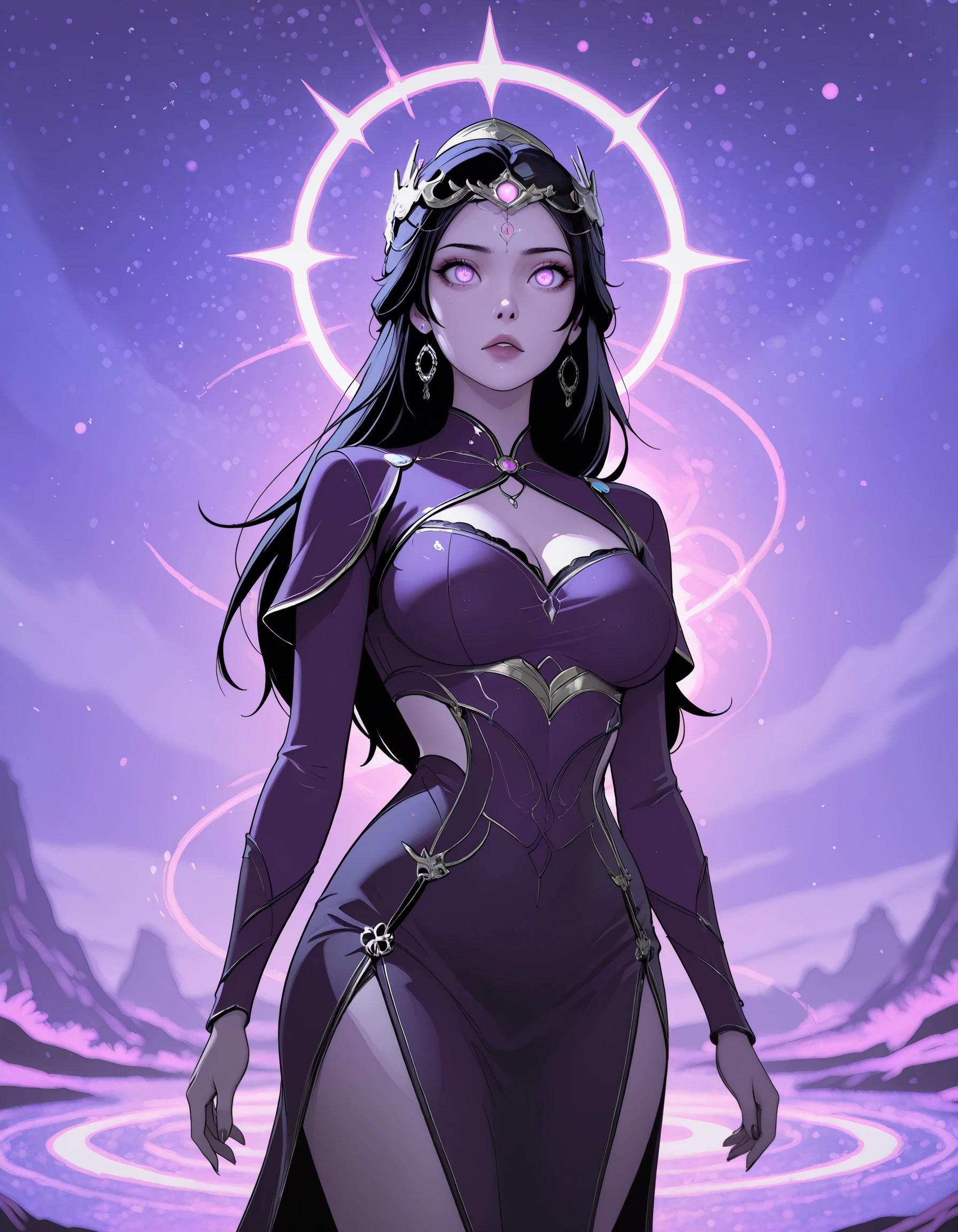 SmoothNoob_Quality, masterpiece, best quality, newest, absurdres, highres, very awa, very aesthetic, ultra-detailed, vivid, hongdie, 1girl, black hair, purple eyes, glowing_eye, long hair, upturned eyes, hair ornament, fantasy girl, elegant, chinese dress, xian ni, xianxia, dynamic_pose, cowboy_shot, ilya_kuvshinov, EGirlBG, blurry background, abstract_background, surreal, celestial landscape, <lora:DepthPop:0.55> <lora:Hong_Die_-_Red_Butterfly_Renegade_Immortal-000016:0.7>