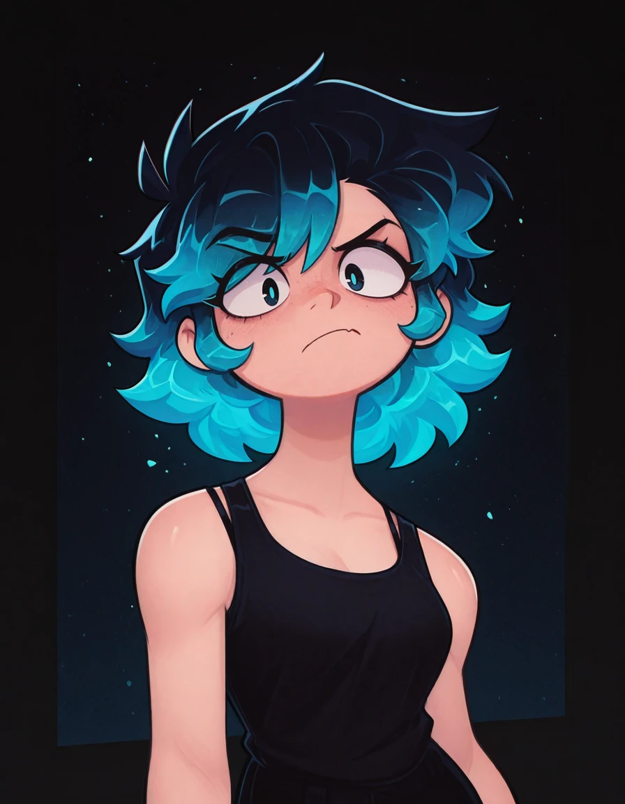 1girl, Ra3lyn,
<lora:OC_Rae_Character_LoRA:1>
<lora:Bensadfleck_Style_LoRA:1> b3ns4dfl3ck,
solo, tank top, bra strap, gradient hair, face, close up, dark clothes, looking at viewer, heavily stylized, drama layer, amazing quality, close up, neon palette, dynamic, portrait shot, lazypos,
