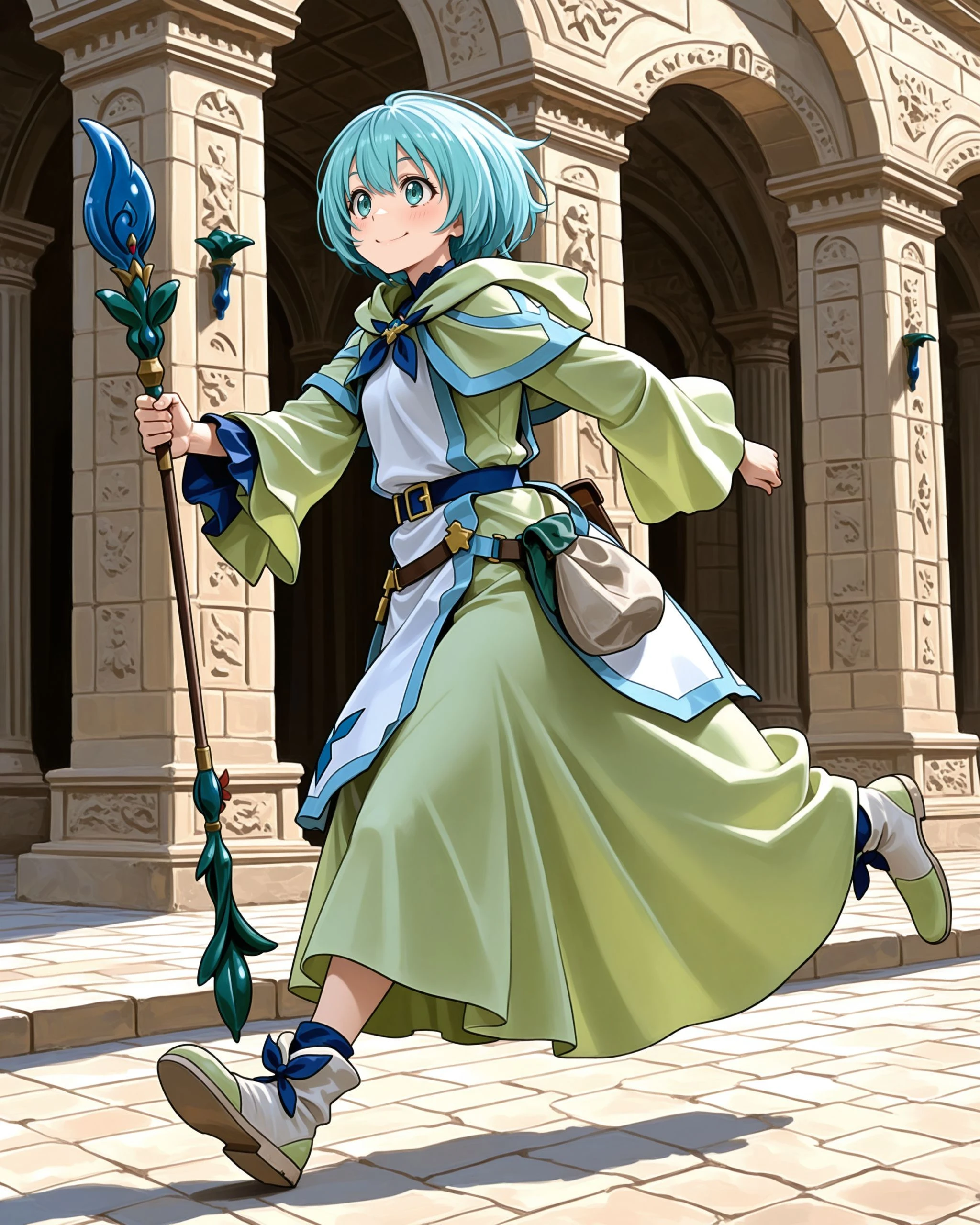 1girl, Lelei_La_Lalena LeleiOutfit , full body, smile,
holding LelStaf, running,
ancient roman landscapes, aqueduct
masterpiece, best quality, amazing quality ,intricate, detailed  <lora:Lelei La Lalena_Illustrious2:1>