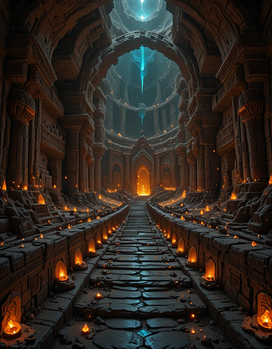 <lora:MW_Dwarven_betaill:1> dwarven empire, carved mountains, glowing runes, endless stairways, majestic underground kingdom