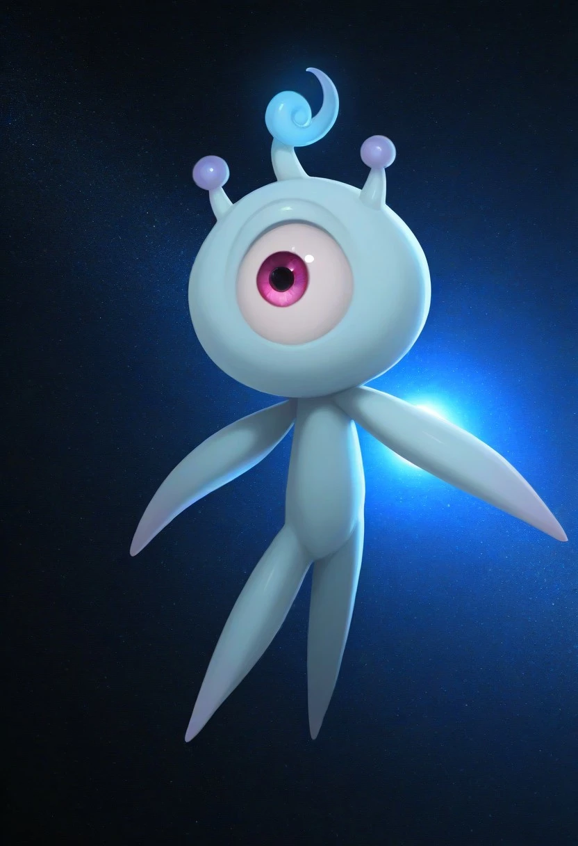 solo male, Yacker, (one eye), light blue skin, alien, small blue antennas, magenta eye, long blue arms, space, arms outstretched, no legs, (high quality, masterpiece, cinematic lighting, highres, 4K UHD)