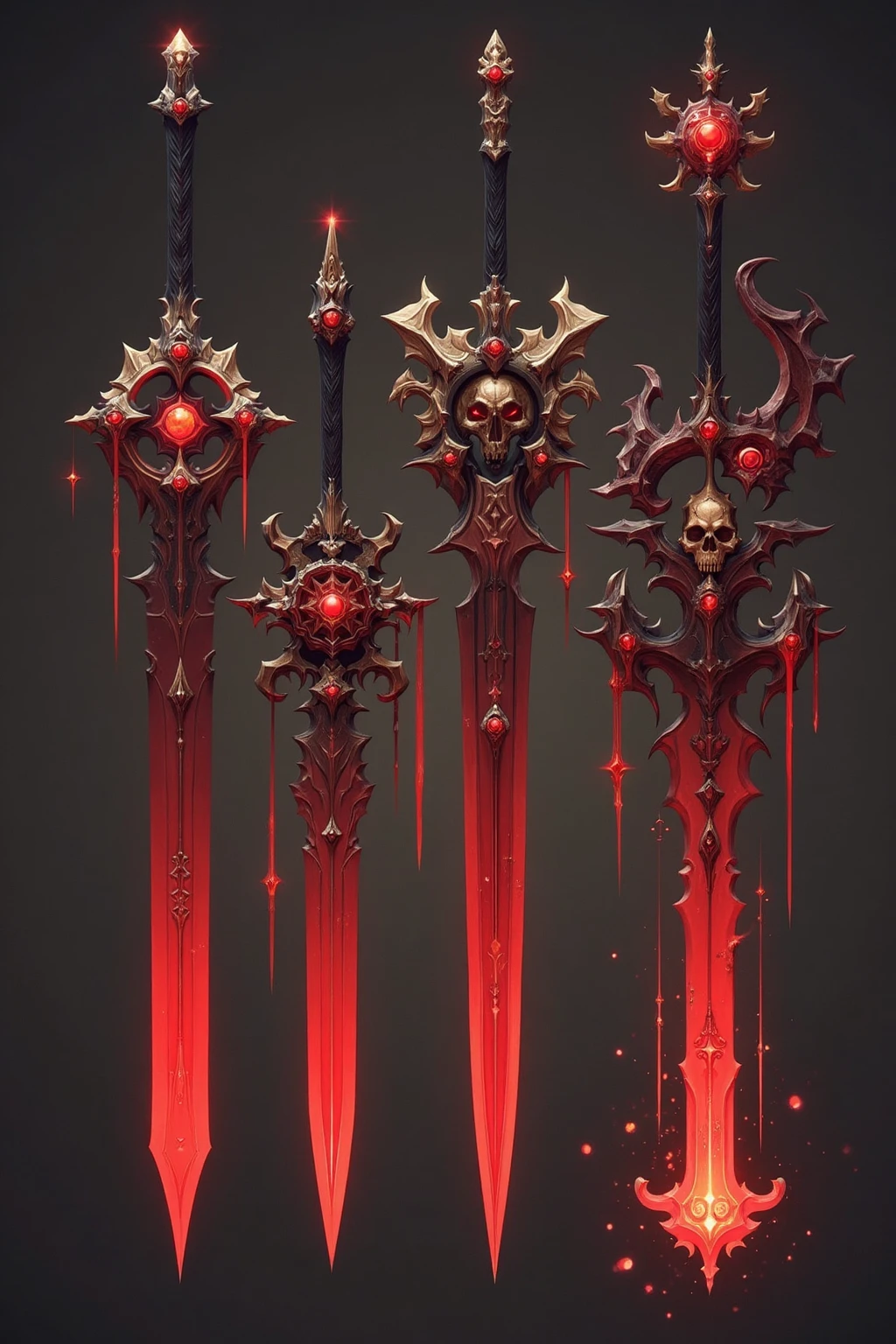 E_style,Fantasy weapon designs, pirate - themed, curved blades, rope - wrapped hilts, barnacle - covered, for sea rovers.