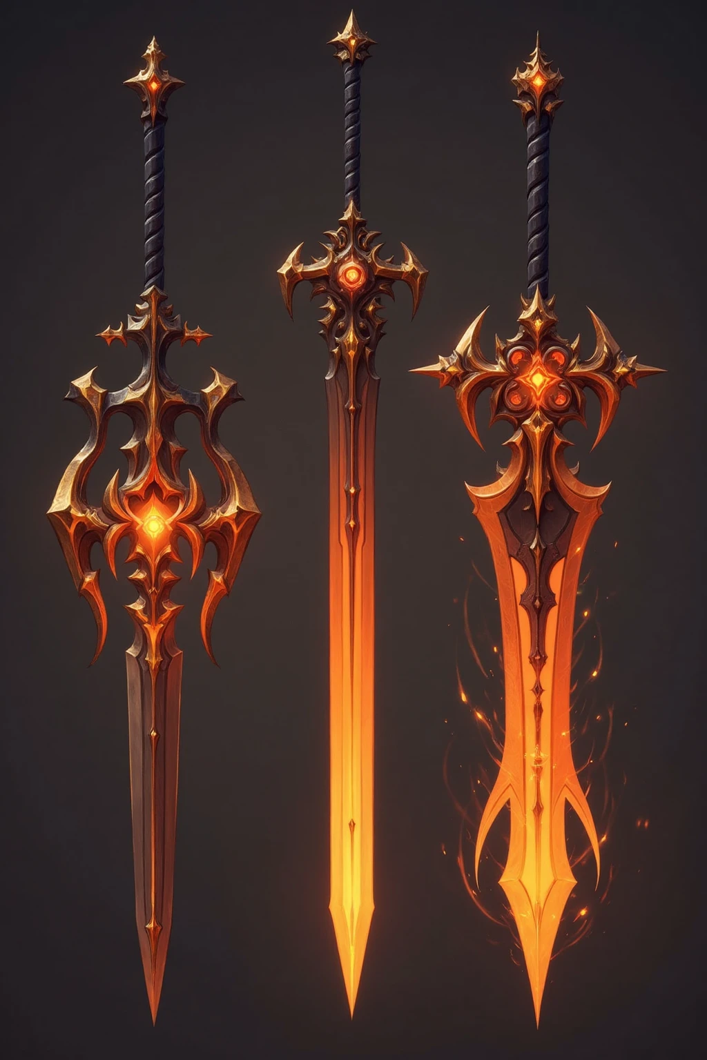 E_style,Fantasy weapon designs, steampunk style, gears and brass accents, mechanical blades, steam - powered hilts, industrial and futuristic.