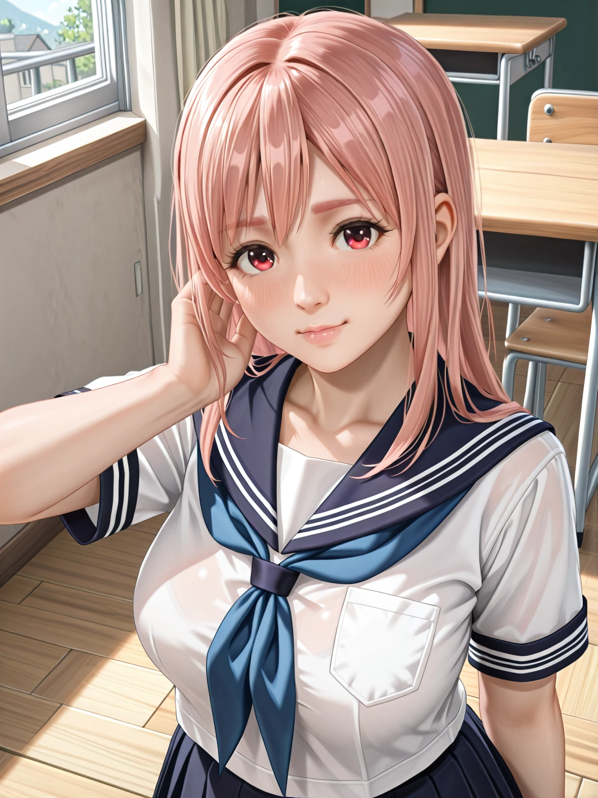 honoka \(doax vv\),large breasts,serafuku,classroom,