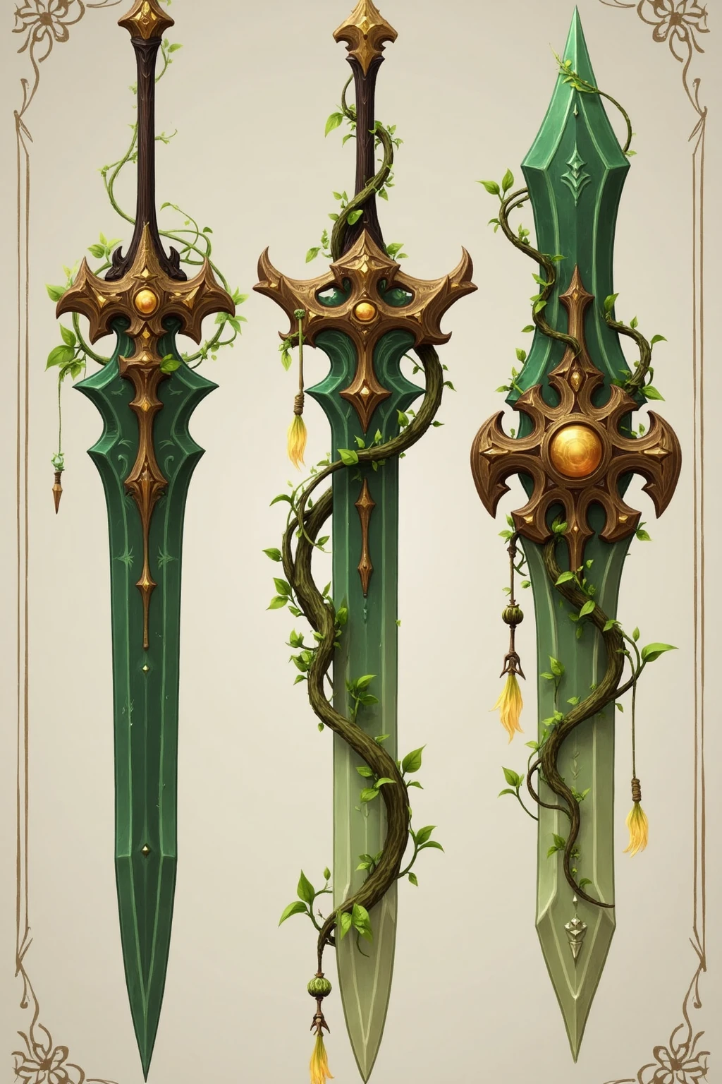 E_style,Fantasy weapon designs, demonic aesthetic, dark red blades, skull - adorned hilts, eerie glow, for underworld warriors.