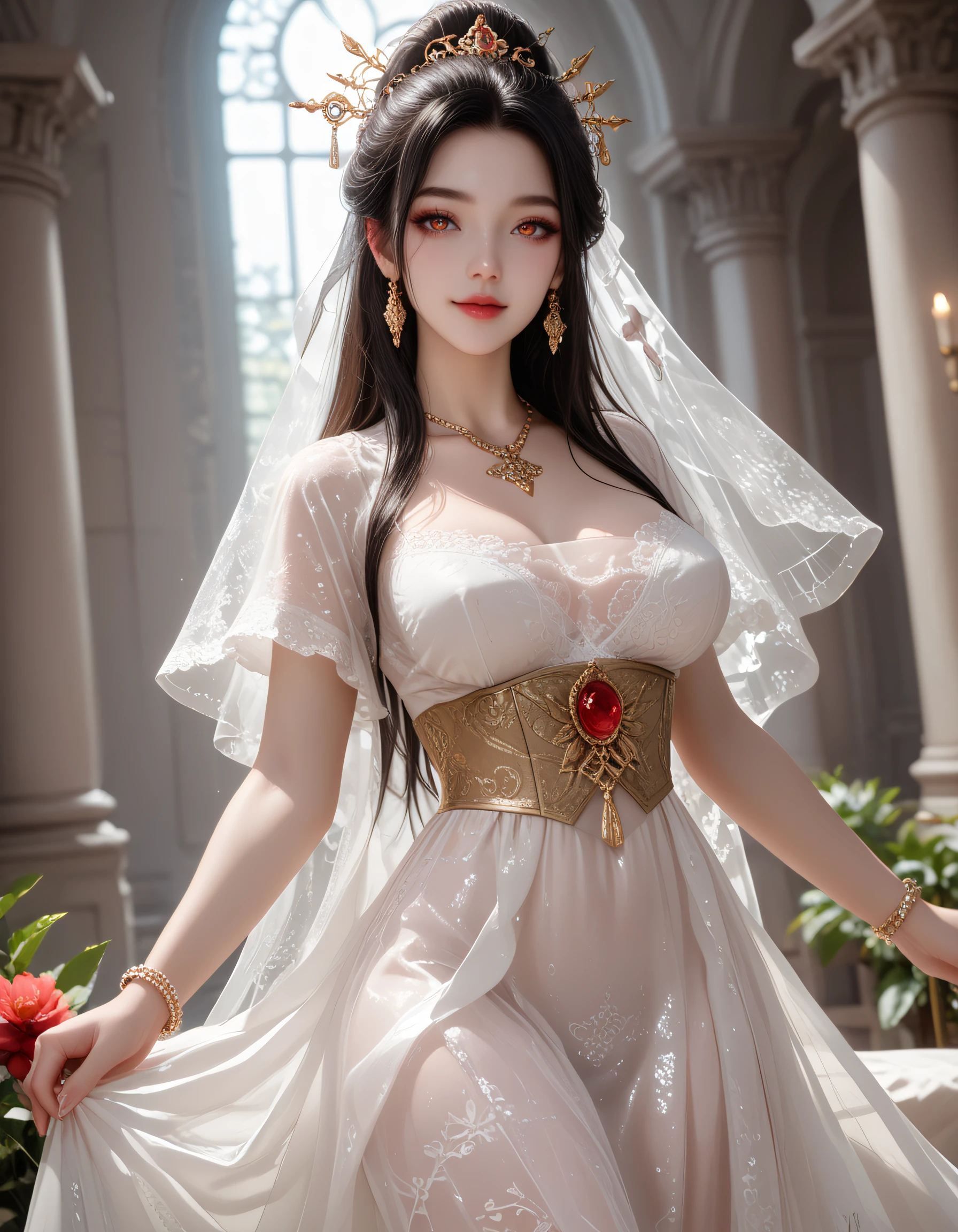 zPDXL3, safe_pos, score_9, score_8_up, source_realistic, source_anime,
8k, best quality, ultra high res, sharp focus,
masterpiece, expressive, digital art, cinematic,
intricate details, extremely detailed, Unreal Engine,
cinematic light, photo studio lighting,
dramatic angle, dynamic camera angle, unique perspective, unique angle, wide angle, dutch angle, foreshortening,
establishing shot, graceful stretching angle,
Diffuse lighting, (sfw:1.3),
Agfa APX 400, Ektar 100, Flash Photography,
1girl, , seductive smile, hanfu, natural breasts,
, ExpressiveH,
blurred eyes, innocent, lovely face,
big eyes, beautiful detailed eyes, very detailed eyes, detailed beautiful delicate face,
realistic humid skin, detailed skin,
sexy pose, sensual posture, graceful pose, curvy, scenery, perfect legs,
erotic posture, sexual intent, sensual, alluring, voluptuous,
(dynamic pose:1.3), (more detail:1.3),
blurry background,
beautiful passion flower girl with intricate corona, religious symbolism, and exotic structure xianxia maiden, peacock cyan dominant color dress with storm cloud gray with dramatic tension and arcane cool jade green secondary tones, dense smoke with swirling patterns surface texture,
wearing elegant kimono sleeve qipao with wide opening with paisley collar with traditional swirls collar and radiant sheer hanfu blouse with veil over delicate short half sleeves sleeves,
double-layered silk skirt with translucent details with tiered skirt with layered ruffles and blessed thin cotton waist tie with embroidered details belt, glorious golden embroidered slippers with silken details footwear,
facial features: hidden depths with mysterious allure expression, crescent moon brows with gentle curves eyebrows, elegant bold crimson eye makeup eye makeup, celestial amber glowing jewel mark with spiritual details forehead markings,
hair styling: immortal long hair tied with silk sash and copper wire sculpting with artistic shaping hairstyles,
accessories: silver jade beaded headdress hair ornaments, brocaded red coral necklace with cloud details jewelry, sacred gold bangles on wrist and compass with directional guidance additional accessories,
pose: enticing evolution pose showing growth and development and learning teaching with patient instruction in artist's studio with creative chaos environment with mystical hidden cave with glowing crystals with brocaded details background,
atmosphere: apple orchards harvest abundance seasonal elements, mixed lighting with combined sources lighting effects,
detailed, intricate, elegant, graceful, mystical, ethereal