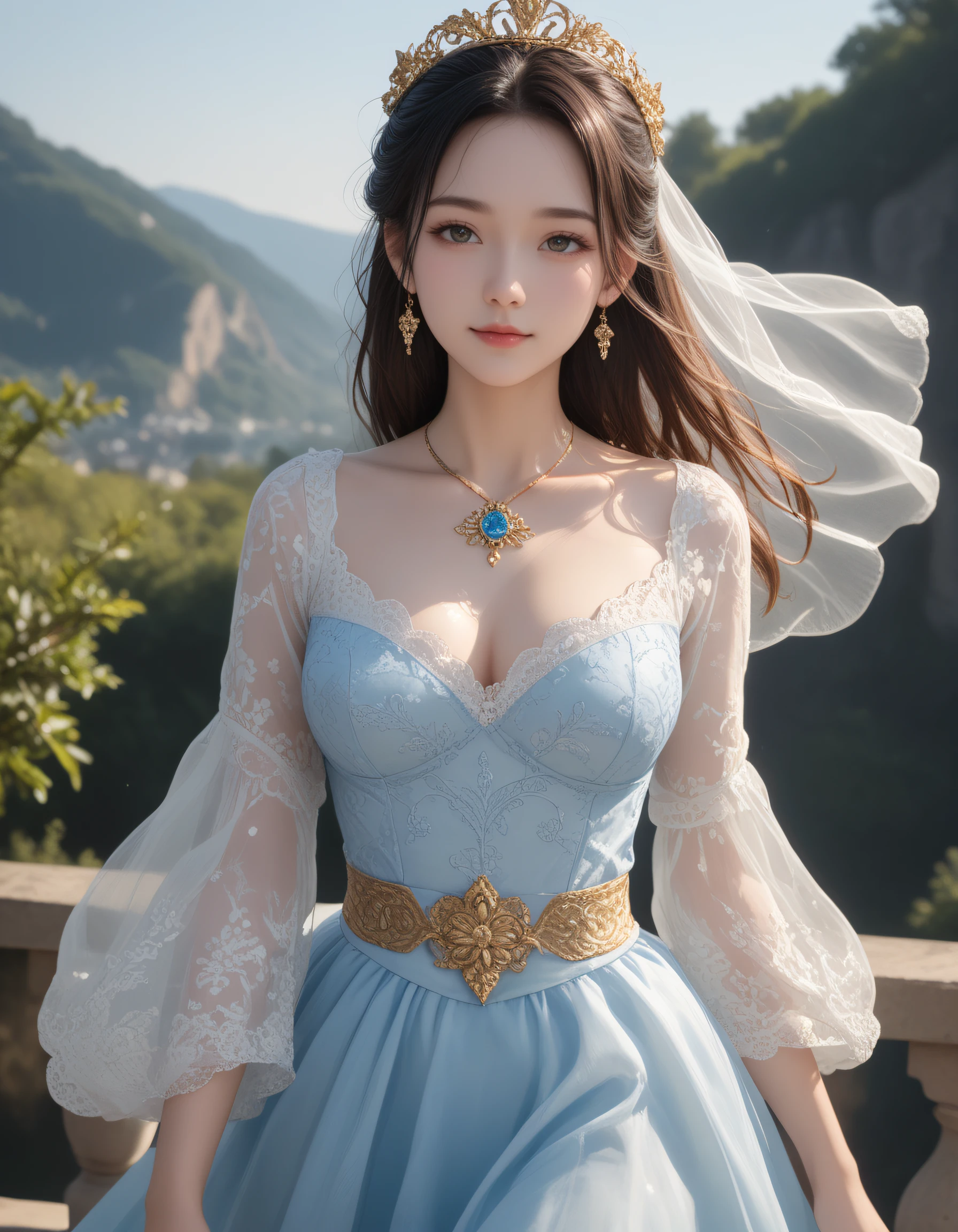 zPDXL3, safe_pos, score_9, score_8_up, source_realistic, source_anime,
8k, best quality, ultra high res, sharp focus,
masterpiece, expressive, digital art, cinematic,
intricate details, extremely detailed, Unreal Engine,
cinematic light, photo studio lighting,
dramatic angle, dynamic camera angle, unique perspective, unique angle, wide angle, dutch angle, foreshortening,
establishing shot, graceful stretching angle,
Diffuse lighting, (sfw:1.3),
Agfa APX 400, Ektar 100, Flash Photography,
1girl, , seductive smile, hanfu, natural breasts,
, ExpressiveH,
blurred eyes, innocent, lovely face,
big eyes, beautiful detailed eyes, very detailed eyes, detailed beautiful delicate face,
realistic humid skin, detailed skin,
sexy pose, sensual posture, graceful pose, curvy, scenery, perfect legs,
erotic posture, sexual intent, sensual, alluring, voluptuous,
(dynamic pose:1.3), (more detail:1.3),
blurry background,
beautiful flower girl with petal-like hair, sweet fragrance, and blooming aura xianxia maiden, powder blue dominant color dress with tapered baguette with narrowing ends and celestial warm golden hue secondary tones, ocean waves with foamy crests surface texture,
wearing elegant lace qipao with transparent panels with gathered collar with cinched fabric collar and robe with phoenix embroidery over floral bell-shaped sleeves sleeves,
patterned transparent gauze overskirt with circular train with 360-degree sweep and floral simple rope-style belt belt, crystal wooden clogs footwear,
facial features: team player with collaborative spirit expression, phoenix tail brows with upswept ends eyebrows, frilled white shimmering eyelids eye makeup, ornamented amber glowing jewel mark forehead markings,
hair styling: high bun with golden hairpin and starlight pins with sparkling accents hairstyles,
accessories: delicate flower crown with blessed details hair ornaments, heavenly golden choker with phoenix motif with mystical details jewelry, arcane crystal bracelet chains with moonlit details and pipa lute with four strings additional accessories,
pose: sensual silk weaving pose with threads creating patterns around body in sunrise mountain temple with golden rays environment with lotus stone bridge over flowing river background,
atmosphere: swallow migrations in formation seasonal elements, overcast lighting with even diffusion lighting effects