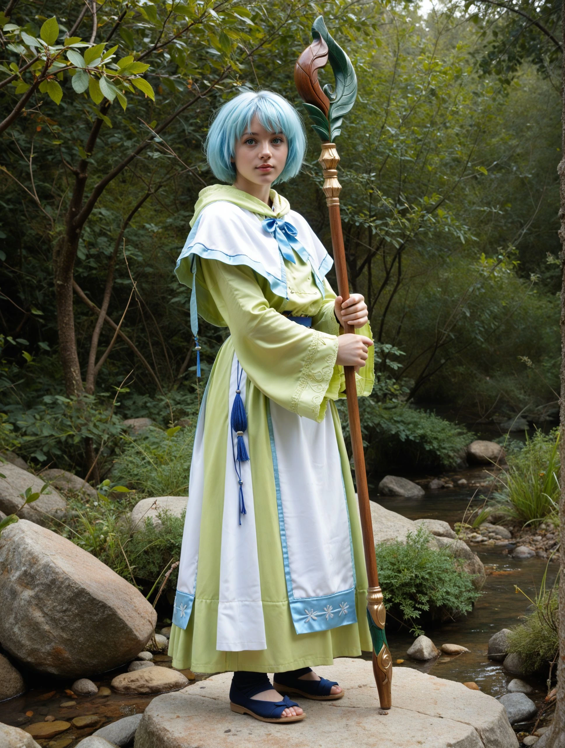 1girl, Lelei_La_Lalena short hair LeleiOutfit LelStaf staff, full body,
 score_9, score_8_up, intricate, detailed   <lora:Lelei La Lalena_Pony:1>