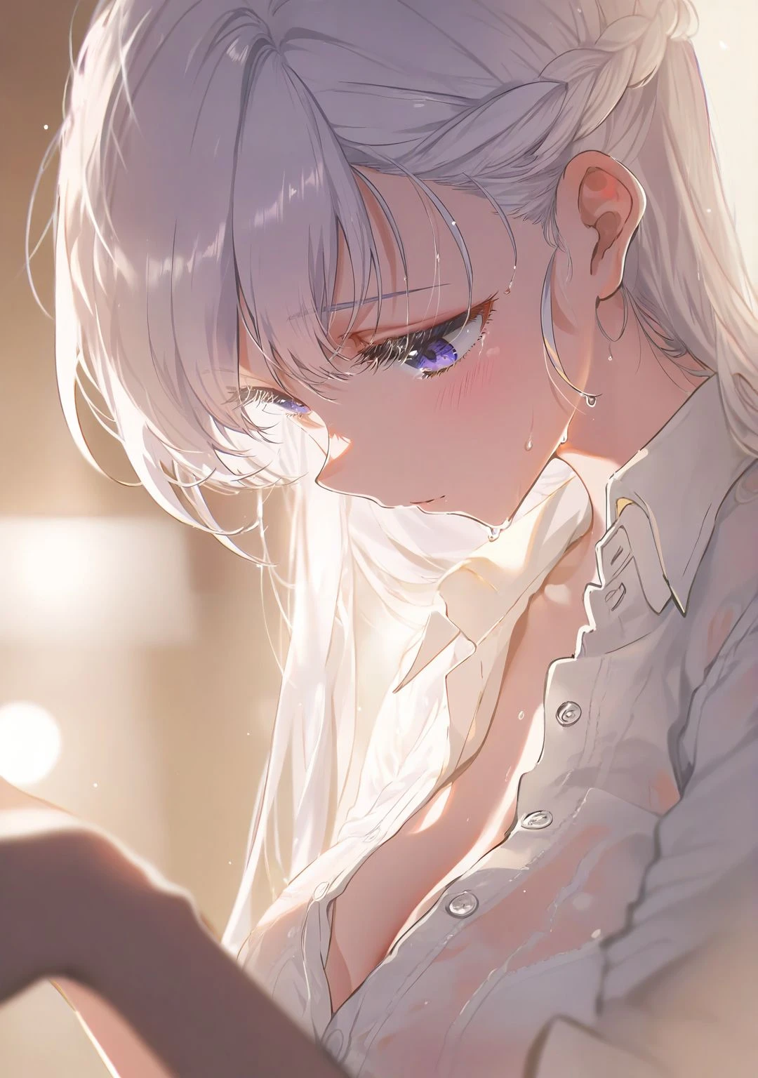 highres,extremely detailed 8k wallpaper,illustration,depth of field,great quality,masterpiece,best quality,amazing quality,very aesthetic,absurdres,detail eyes,rim light,Volumetric Lighting,backlighting,
(artist:tokkyu:0.7),(artist:tokkyu:yoneyama_mai:0.5),(artist:ran'ou_(tamago_no_kimi):0.5),(artist:atdan:0.5),artist:yolanda,artist:rella,(artist:vixen),year 2023 BREAK
nai4 shiny style,1girl,(belfast \(azur lane\):0.8),white shirt,see-through,upper body,<lora:nai4 shiny style V2:1>,