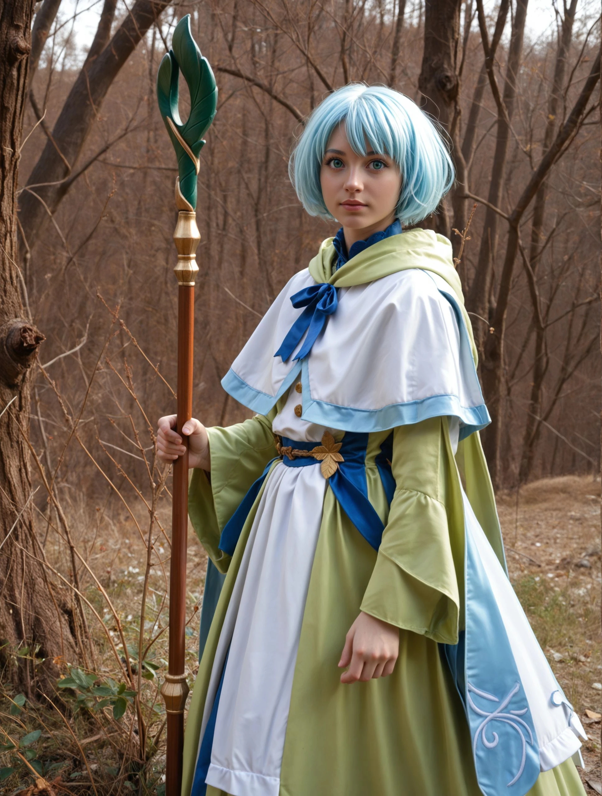 1girl, Lelei_La_Lalena short hair LeleiOutfit LelStaf staff, full body,
 score_9, score_8_up, intricate, detailed   <lora:Lelei La Lalena_Pony:1>