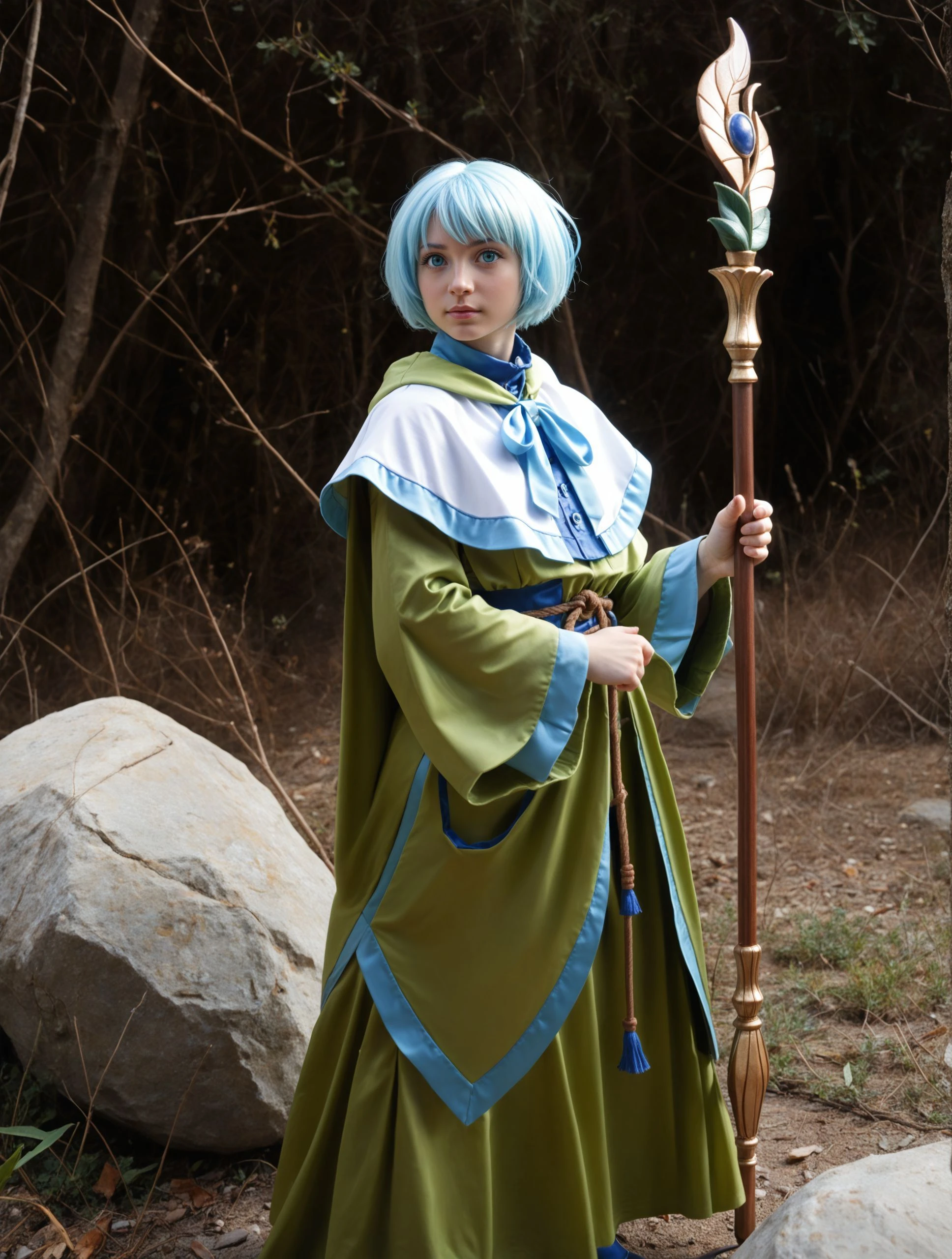 1girl, Lelei_La_Lalena short hair LeleiOutfit LelStaf staff, full body,
 score_9, score_8_up, intricate, detailed   <lora:Lelei La Lalena_Pony:1>