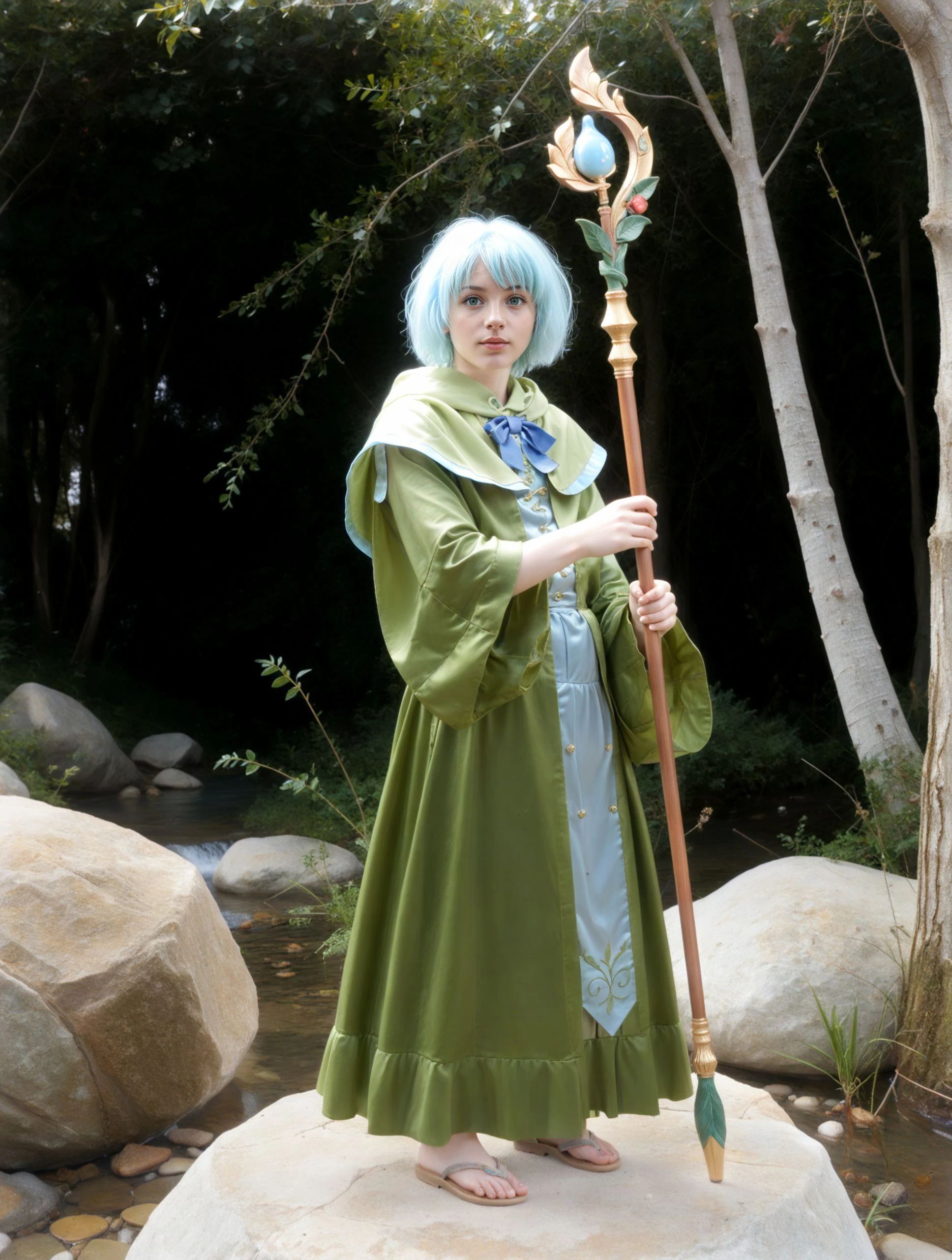 1girl, Lelei_La_Lalena short hair LeleiOutfit LelStaf staff, full body,
 score_9, score_8_up, intricate, detailed   <lora:Lelei La Lalena_Pony:1>