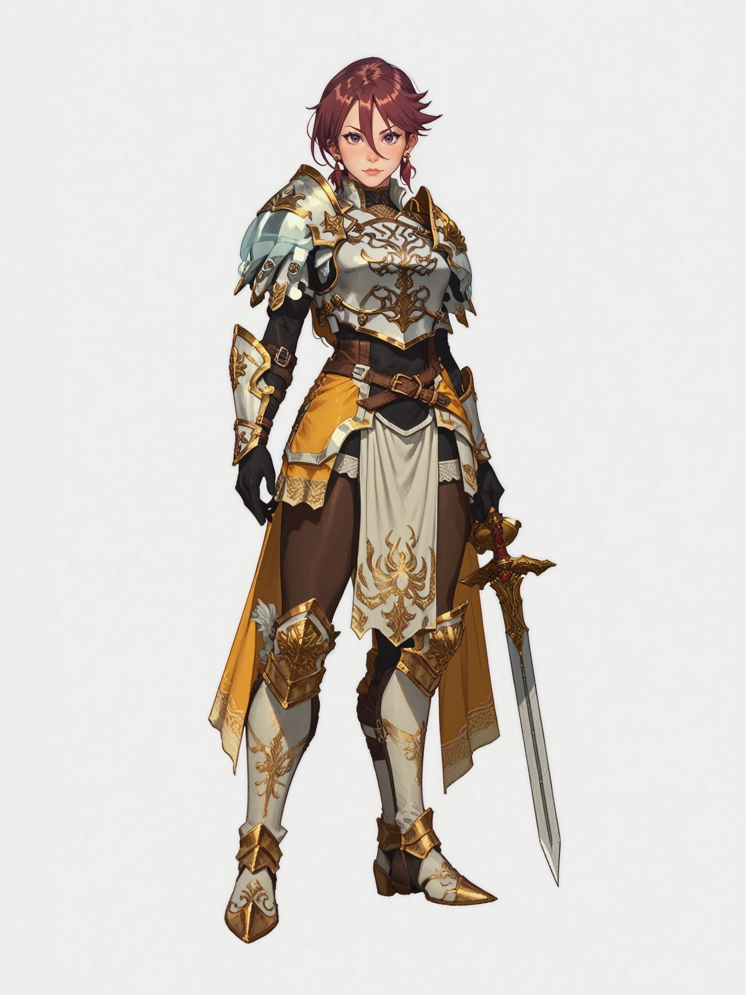 1girl, Panache_Fure_Kalgi short brown hair, full body,RoseArmor armor
score_9, score_8_up, score_7_up, score_6_up, <lora:RoseOrder_Pony:1>