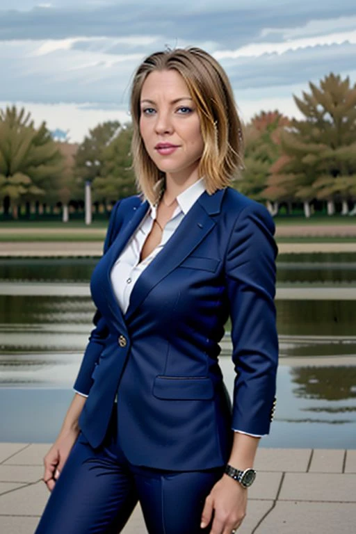 portrait of tiff4ny, photograph, ultra-HD, outdoors, wearing a business suit
