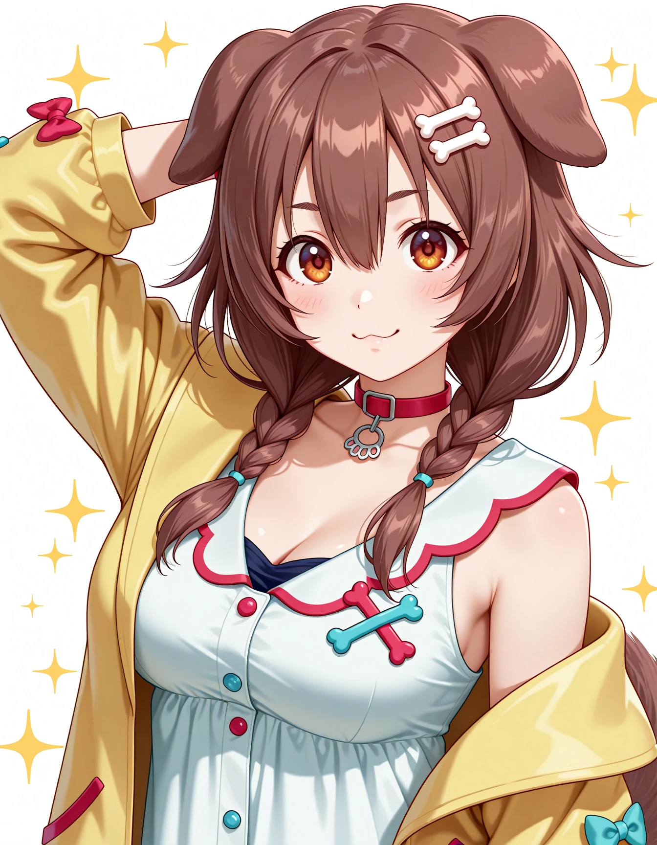 <lora:A dmd2-lighting8step_cfg1.5:1>,official style,masterpiece,best quality,very aesthetic,absurdres,newest,posing,sparkle_background,1girl,inugami korone,