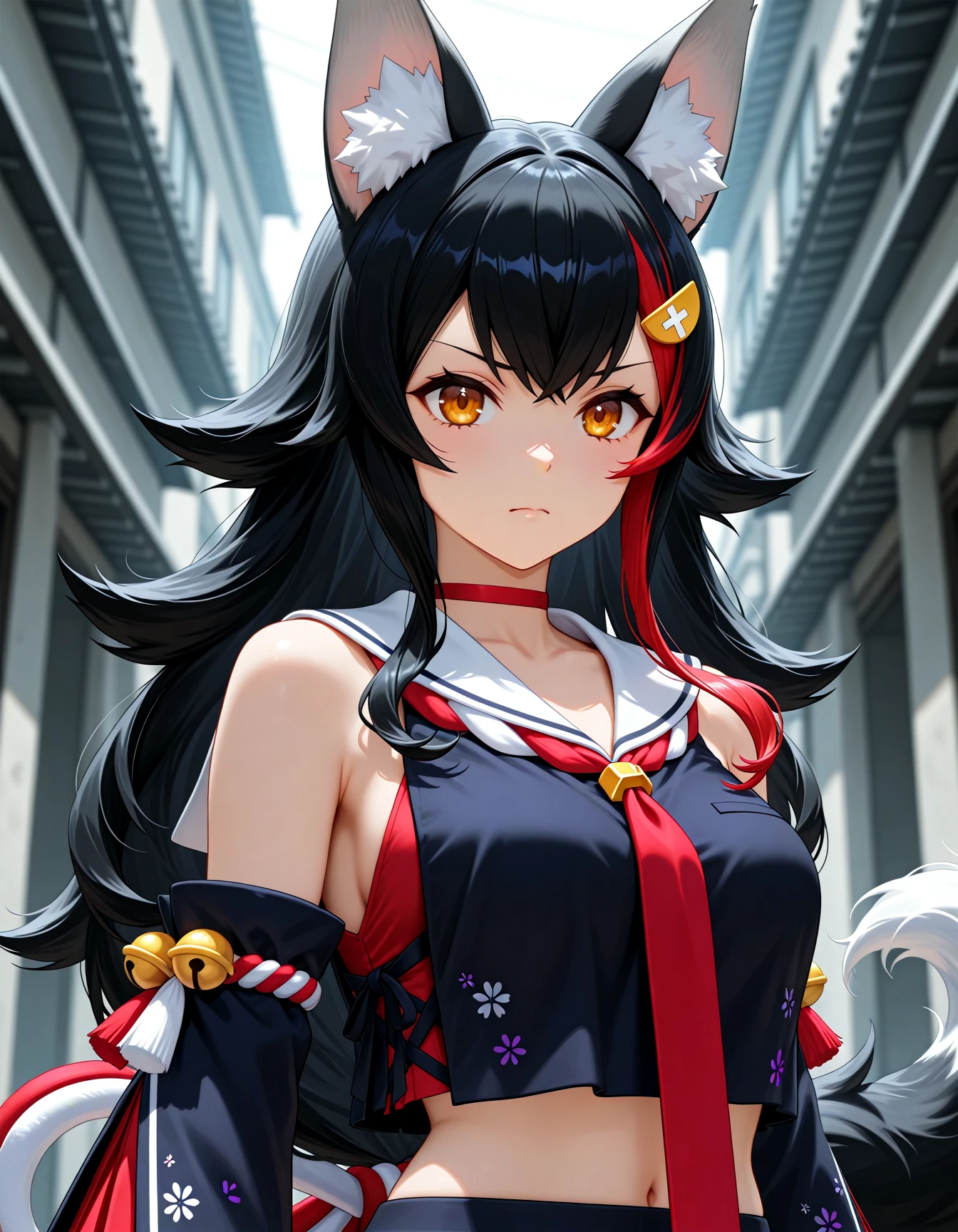 <lora:A dmd2-lighting8step_cfg1.5:1>,official style,masterpiece,best quality,very aesthetic,absurdres,newest,1girl,blurry,ookami mio,serious,