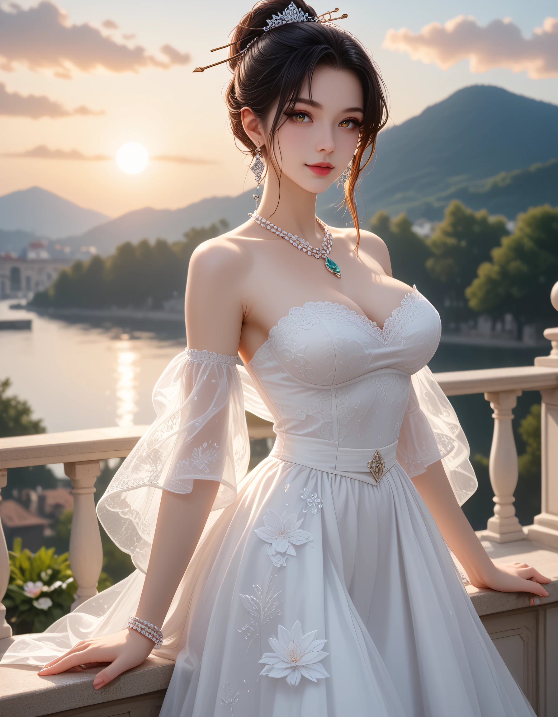 zPDXL3, safe_pos, score_9, score_8_up, source_realistic, source_anime,
8k, best quality, ultra high res, sharp focus,
masterpiece, expressive, digital art, cinematic,
intricate details, extremely detailed, Unreal Engine,
cinematic light, photo studio lighting,
dramatic angle, dynamic camera angle, unique perspective, unique angle, wide angle, dutch angle, foreshortening,
establishing shot, graceful stretching angle,
Diffuse lighting, (sfw:1.3),
Agfa APX 400, Ektar 100, Flash Photography,
1girl, , hanfu, seductive smile, large breasts,
, ExpressiveH,
blurred eyes, innocent, lovely face,
big eyes, beautiful detailed eyes, very detailed eyes, detailed beautiful delicate face,
realistic humid skin, detailed skin,
sexy pose, sensual posture, graceful pose, curvy, scenery, perfect legs,
erotic posture, sexual intent, sensual, alluring, voluptuous,
dynamic pose, more detail,
blurry background,
beautiful bat girl with wing membranes, pointed ears, and nocturnal eyes xianxia maiden, brick red dominant color dress with bloodstone green with red jasper spots and patterned amber yellow secondary tones, honey combs with hexagonal structures surface texture,
wearing elegant party qipao with glamorous features with fur collar with luxurious texture collar and brocaded cotton hanfu top with cloud motifs with crimson details over embroidered cuff sleeves sleeves,
flowing flowing skirt with open slit with fragrant details with sweep train with ground-grazing hem and elegant thin cotton waist tie belt, lotus embroidered silk shoes footwear,
facial features: familiar comfort with hometown warmth expression, sunrise brows with fresh illumination eyebrows, holy jade green eyeshadow with holy details eye makeup, brocaded white moon-shaped huadian forehead markings,
hair styling: ethereal high bun with golden hairpin and crystal formation clustering with geometric beauty hairstyles,
accessories: cloud pearl hair ornament with patterned details hair ornaments, crystal emerald necklace jewelry, ethereal silver anklet with bells with heavenly details and meditation crystals with spiritual enhancement additional accessories,
pose: enticing flower petal bath with rose petals floating around and peaceful lotus position with inner tranquility in starlit night sky with twinkling constellations environment with frilled stone bridge over flowing river background,
atmosphere: sparrow communities in eaves seasonal elements, east light with morning freshness lighting effects,
detailed, intricate, elegant, graceful, mystical, ethereal