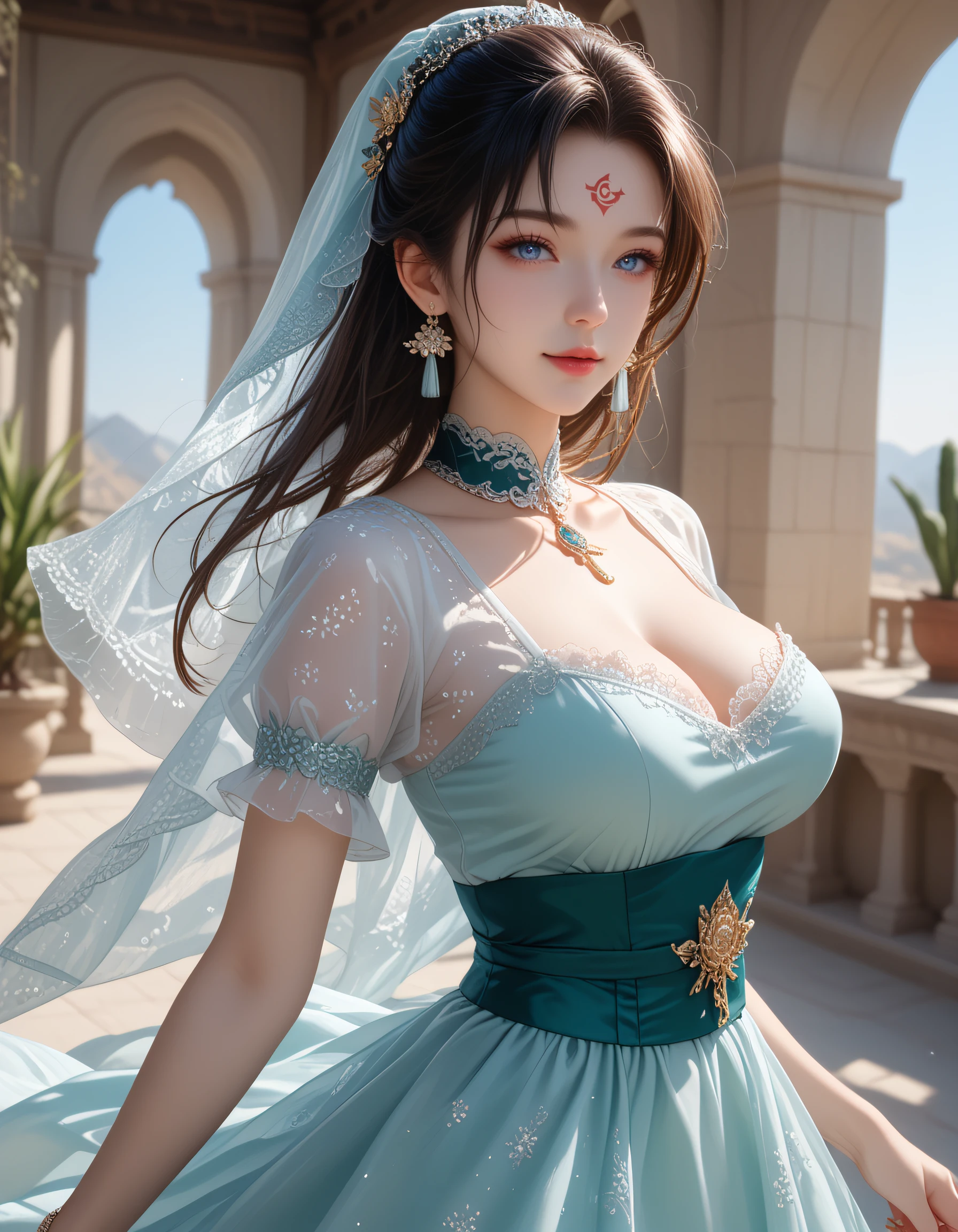 zPDXL3, safe_pos, score_9, score_8_up, source_realistic, source_anime,
8k, best quality, ultra high res, sharp focus,
masterpiece, expressive, digital art, cinematic,
intricate details, extremely detailed, Unreal Engine,
cinematic light, photo studio lighting,
dramatic angle, dynamic camera angle, unique perspective, unique angle, wide angle, dutch angle, foreshortening,
establishing shot, graceful stretching angle,
Diffuse lighting, (sfw:1.3),
Agfa APX 400, Ektar 100, Flash Photography,
1girl, , hanfu, seductive smile, large breasts,
, ExpressiveH,
blurred eyes, innocent, lovely face,
big eyes, beautiful detailed eyes, very detailed eyes, detailed beautiful delicate face,
realistic humid skin, detailed skin,
sexy pose, sensual posture, graceful pose, curvy, scenery, perfect legs,
erotic posture, sexual intent, sensual, alluring, voluptuous,
dynamic pose, more detail,
blurry background,
beautiful cactus girl with spiny protection, water-storing abilities, and desert resilience xianxia maiden, hunter green dominant color dress with emerald cut with step-cut elegance and holy cool jade green secondary tones, flowing streams with moving current surface texture,
wearing elegant knee-length qipao with modest cut with standing collar with upright posture collar and ornate long sleeve silk top with plum blossom patterns over fragrant short half sleeves with shimmering details sleeves,
sacred flowing skirt with open slit with crimson details with random pleating with organic arrangement and blessed green ribbon waist sash belt, floral golden embroidered slippers with graceful details footwear,
facial features: gentle submission with lowered head expression, crescent moon brows with gentle curves eyebrows, ethereal subtle peach eyes eye makeup, ethereal blue water-drop huadian forehead markings,
hair styling: blessed flying hair strands in the wind and snow hair whiteness with winter purity hairstyles,
accessories: jade hair comb hair ornaments, frilled silver dangling earrings with glorious details jewelry, ethereal face veil with cloud motifs and weather vane with wind direction additional accessories,
pose: mesmerizing resolution pose with conflict beautifully resolved and nature observing with scientific curiosity in general's tent with strategic maps environment with moonlit stone bridge over flowing river background,
atmosphere: hawk hunting with precision seasonal elements, seasonal lighting with changing angles lighting effects,
detailed, intricate, elegant, graceful, mystical, ethereal