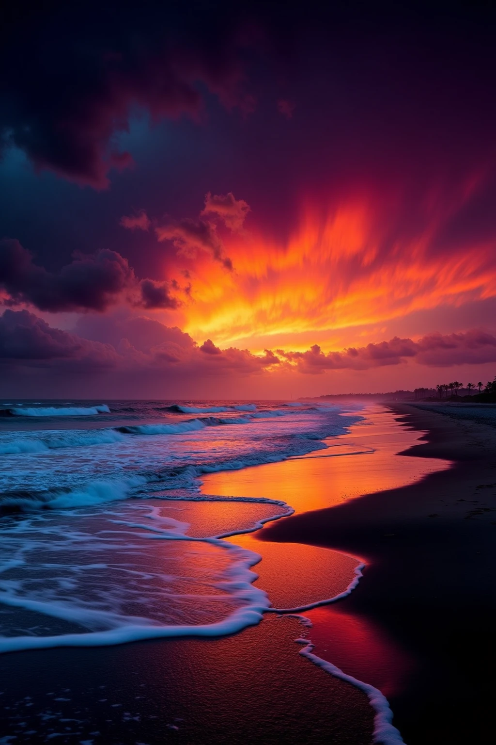 DT_style,Beach sunsets with vibrant colors, starfish scattered on wet sand, constellations beginning to twinkle, natureâs evening symphony.