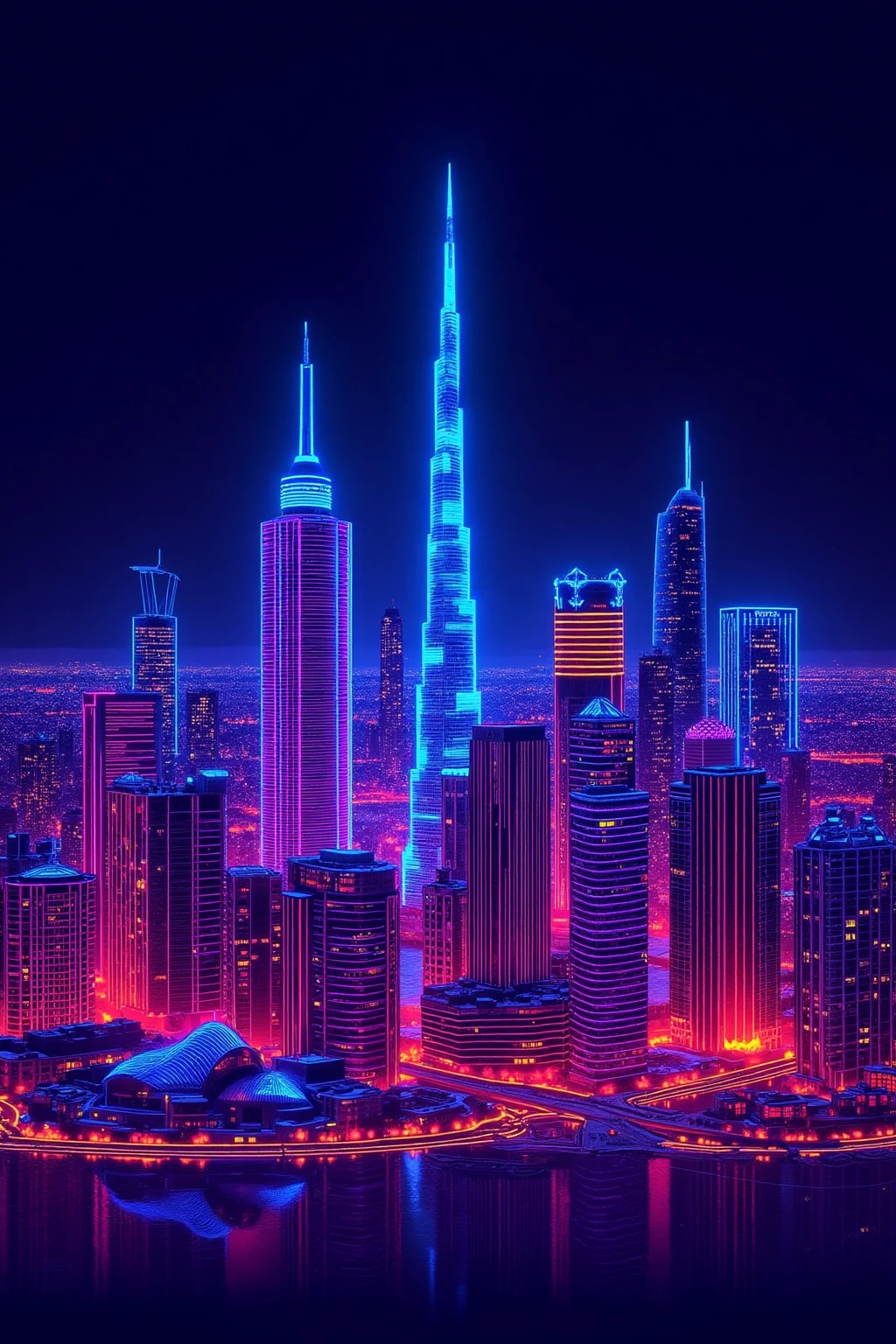 DT_Neon Urban Night View_Landmark Building Generation v1.0