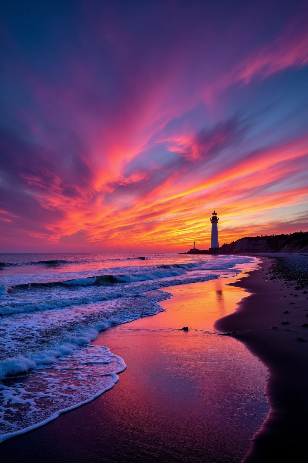 DT_style,Beach sunsets with vibrant colors, shells glinting in the afterglow, moon rising softly, peace settling over the coastline.