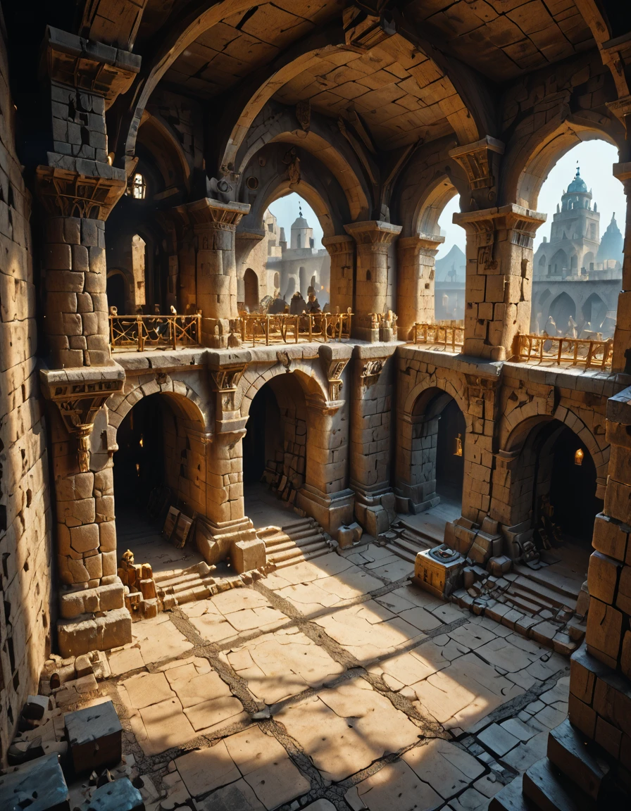 <lora:MW_Dwarven_beta_pony:1> underground fortress, dwarven guards, golden forges, heavy stone walls, ancient architecture, blue, aerial view,