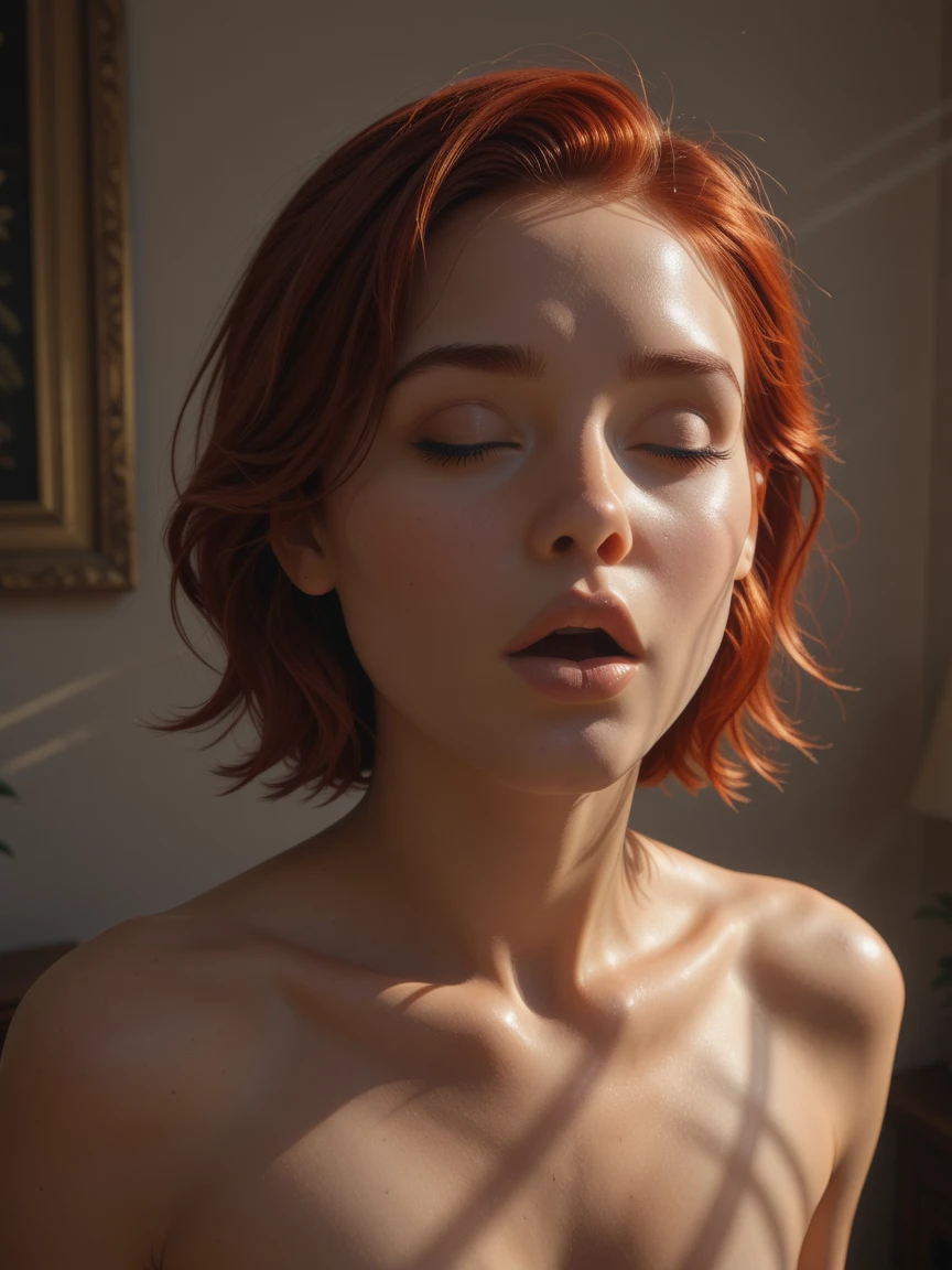 1girl, naked, red hair, short hair, petite, (closeup:1.2), sunset at the background, <lora:Ecstasy_expression_Orgasm_face:0.7> ecstasyface, open mouth, closed eyes,, score_9, score_8_up, score_7_up, <lora:Expressive_H:0.6> Expressiveh, absurdres, wide angle, highres, ultra-detailed, newest, godrays, Rembrandt lighting, real shadows, intricate detail, masterpiece, ultra detailed,very sharp, BREAK high contrast, volumetric light and shadows, subsurface scattering, heavy shadow, intricate, absurdres, best quality, amazing quality, very aesthetic, beautiful detailed hair, dynamic lighting, (detailed skin), vibrant colors, very aesthetic, perfect lighting, saturated colors, ultramodern, subtle shadows, BREAK cinematic, realistic, intricate, professional, dynamic pose, interesting angle, depth of field, scenery, comfy, romantic, (low depth of field), (ultra vivid colors), cinematic illumination, vibrant lighting, romantic, intimate, relaxed, seductive pose, dynamic pose, contrapposto,, <lora:dmd2_sdxl_4step_lora_fp16:0.5>, Stable_Yogis_PDXL_Positives, zPDXLxxx,, <lora:add_contrast_XL:0.5> <lora:add_extr_detailed_notrigger:0.6>, <lora:Dramatic Lighting:1.3> golden hour, volumetric lighting, moody ambiance, foreshortening,