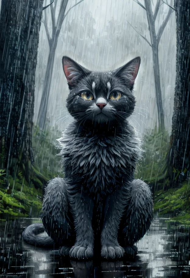 (((masterpiece, best quality, newest, absurdres, highres))),
cat, crying, parted lips, full body, raining, forest, animal focus,
<segment:face//cid=11>