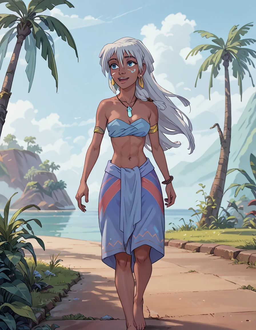 score_9, score_8_up, score_7_up, Atlantis_Kida, walking, mid-step, relaxed, happy