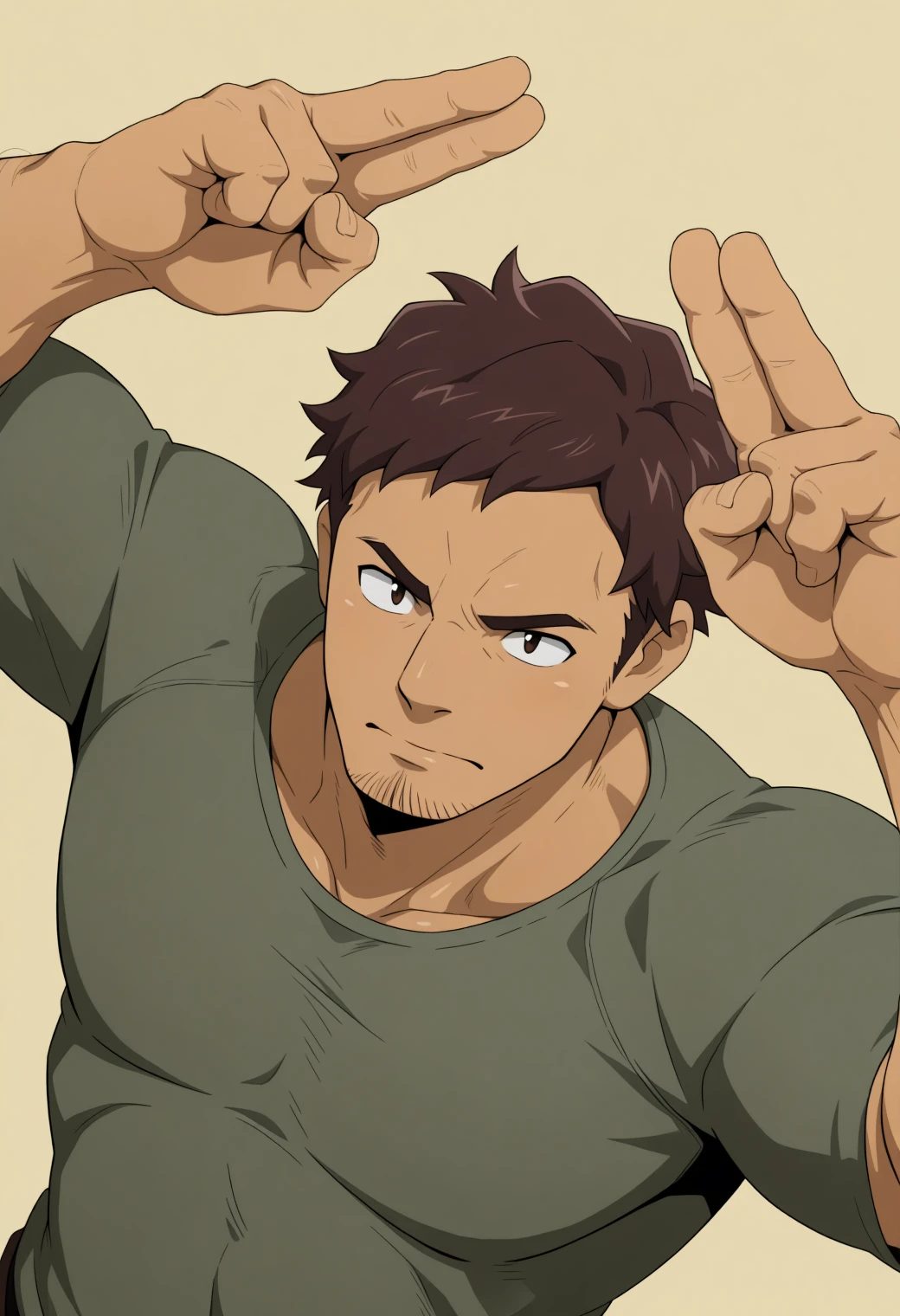 masterpiece,best quality,
(anime coloring),
1boy,bara,
m1ch1t4k4,brown hair,short hair,goatee stubble,
random pose,random angle,
atmospheric perspective,simple background,
<lora:michitaka_lh_NAI_EPS_1_1_CAME_v1_rev1:1>,ââ,âââ