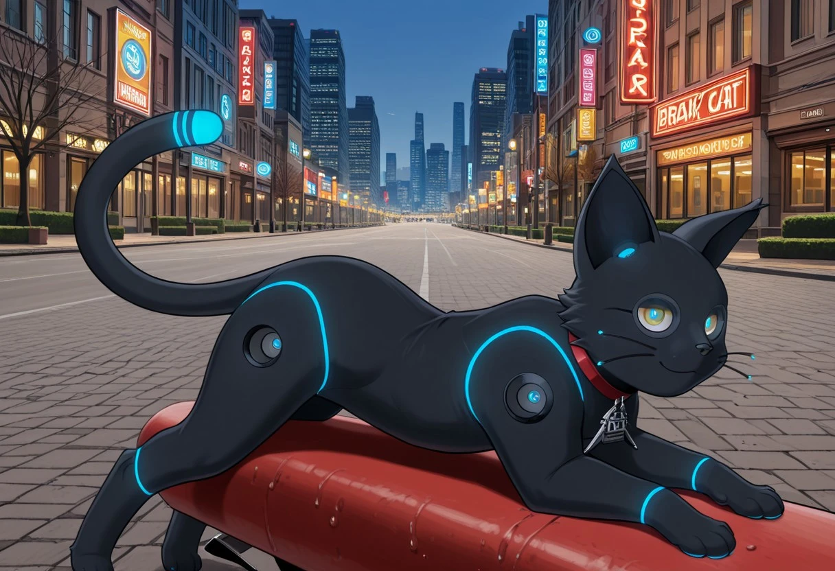 masterpiece, best quality, amazing quality, very aesthetic, absurdres, newest, break
outdoors, day, city park, break
1cat, cat 808, black cat, glowing, feral cat, neon lights, yellow eyes, slim body, break
leaning on back, smile