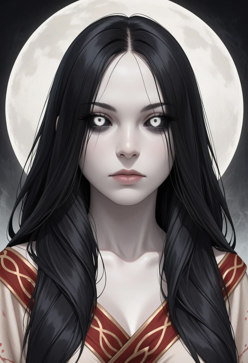 very awa, masterpiece, best quality, absurdres, newest, perfect quality, detailed background, intricate details
<lora:ILSm2Izanami:1.0>
Sm2Izanami, 1girl, black hair, long hair, black sclera, white eyes, pale skin, looking at viewer, portrait