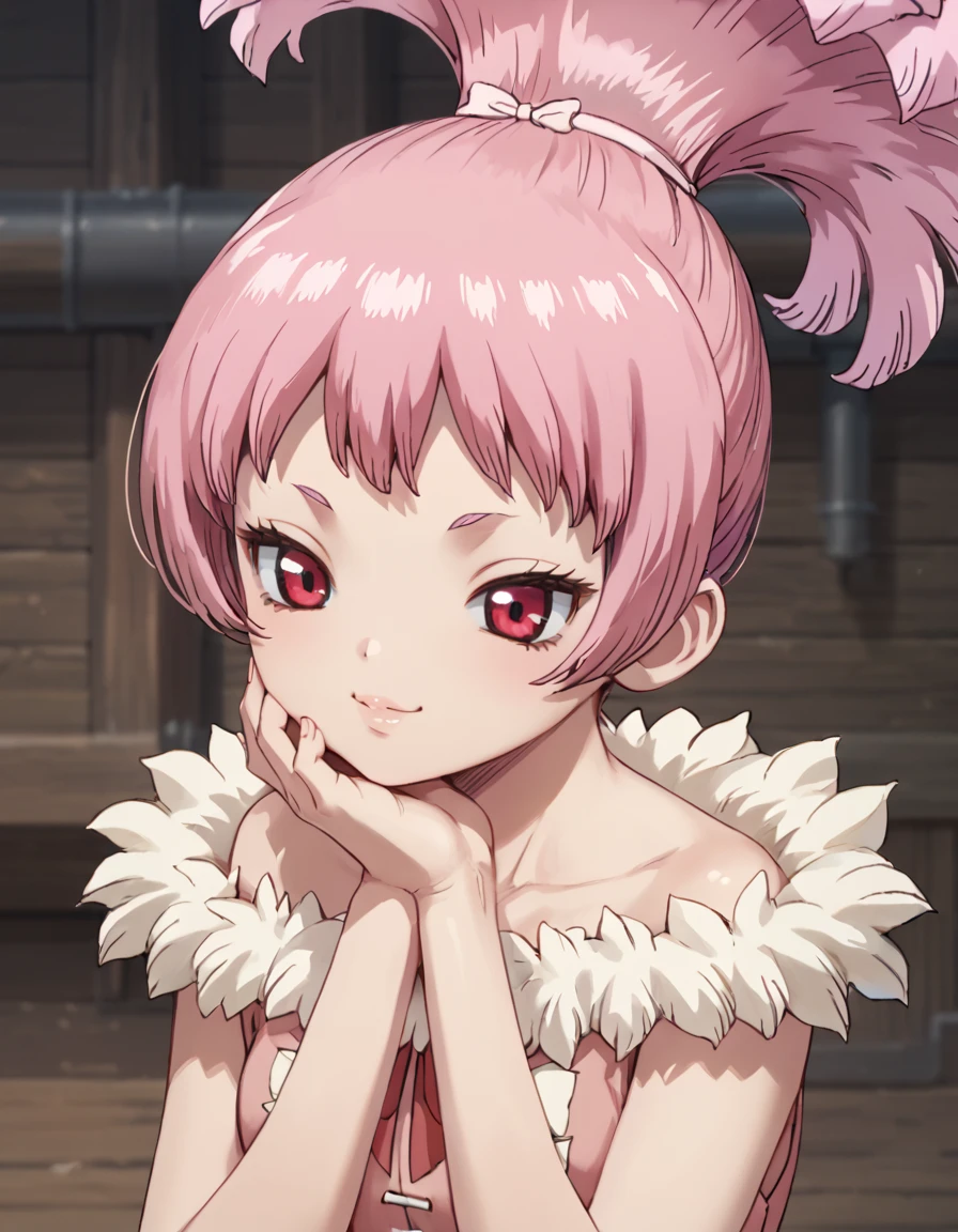 score_9, score_8_up, score_7_up, DrStone_Homura, portrait, hand on chin, thoughtful, soft smile