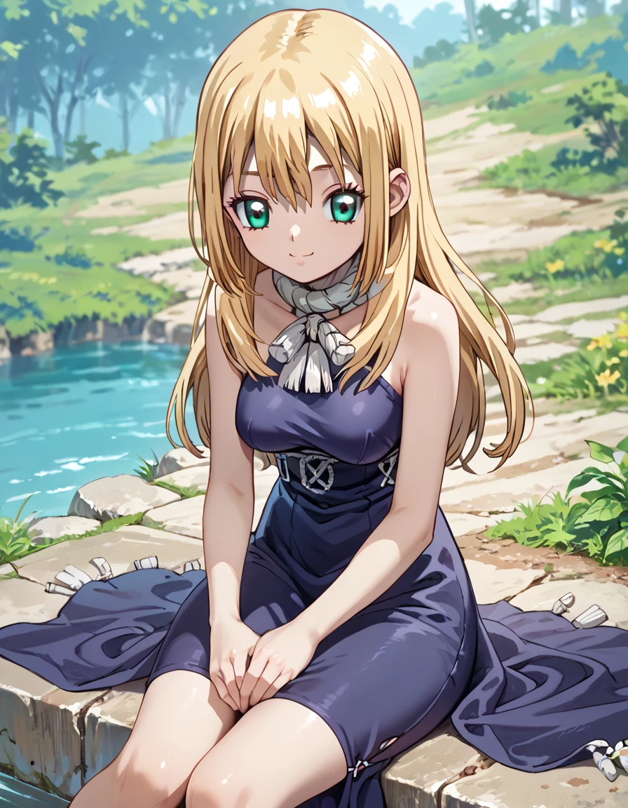 score_9, score_8_up, score_7_up, DrStone_Ruri, sitting cross-legged, relaxed posture, soft smile